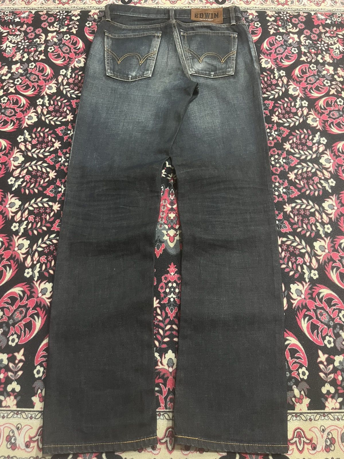 Edwin Vintage Edwin Japan Dark Faded Narrow Straight Ripped Jeans Size 28" / US 6 / IT 42 - 2 Thumbnail