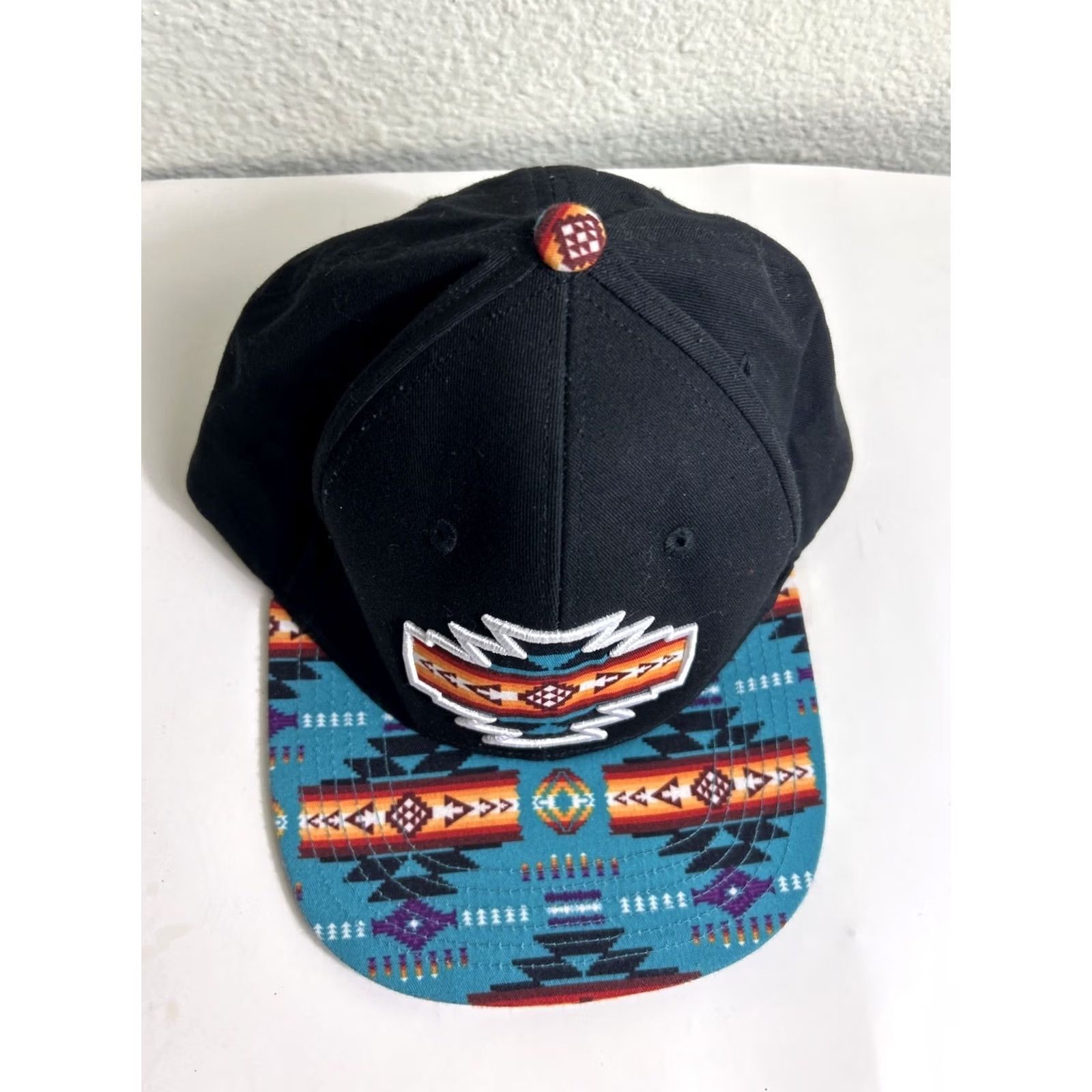Native VINTAGE Aztec Native Tribal Print SnapBack Hat Flat Brim Cap One Size M-54 Baseball Size ONE SIZE - 4 Thumbnail