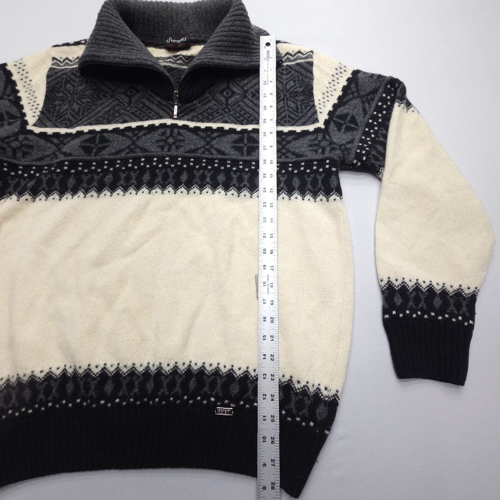 Vintage Sementa Fair Isle Wool Sweater Mens Medium Nordic 1/4 Zip Knit Apres Ski Size US M / EU 48-50 / 2 - 6 Thumbnail