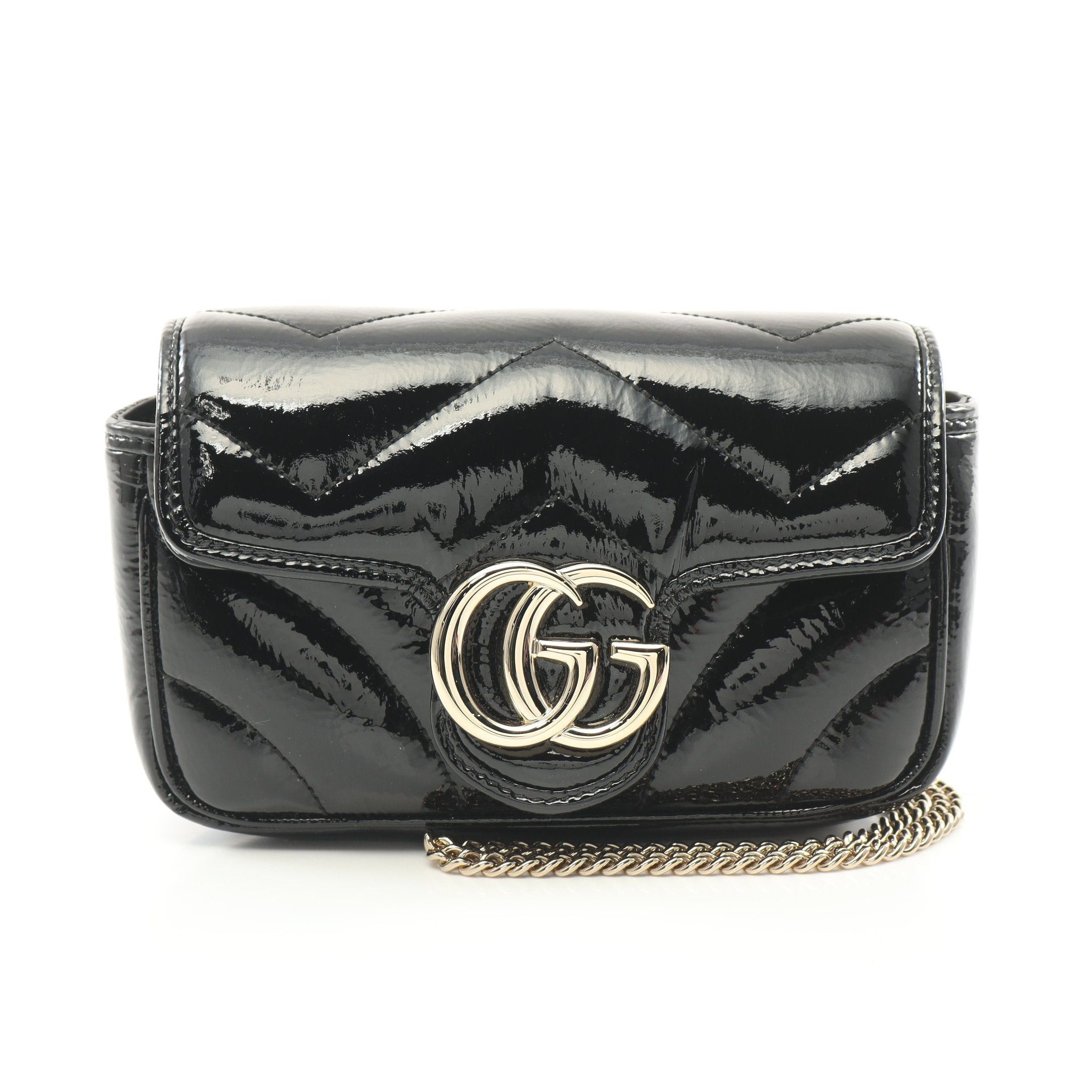 Gucci Gucci Gg Marmont Super Mini Bag Chain Shoulder Leather Black Size ONE SIZE - 1 Thumbnail