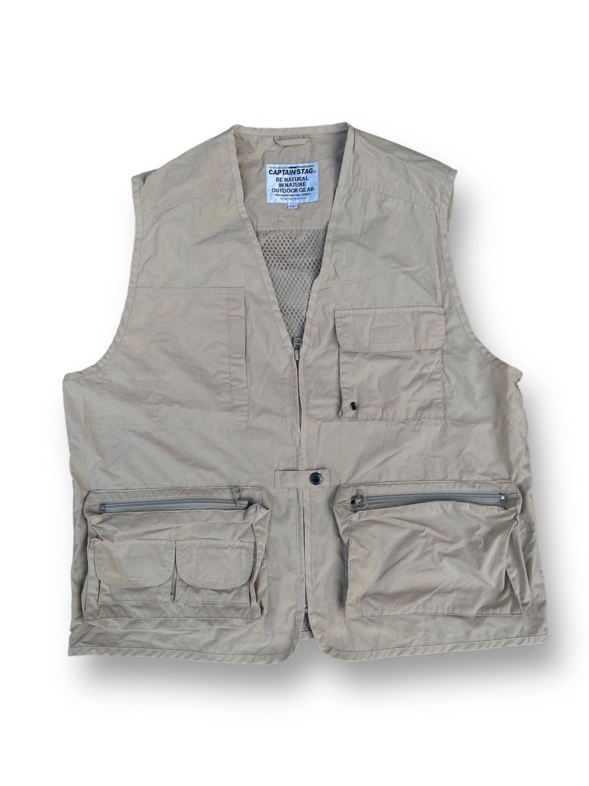 image of Outdoor Life x Outdoor Style Go Out Vintage Captain Stag Multipocket Tactical Vest. C5 in Cream (Si