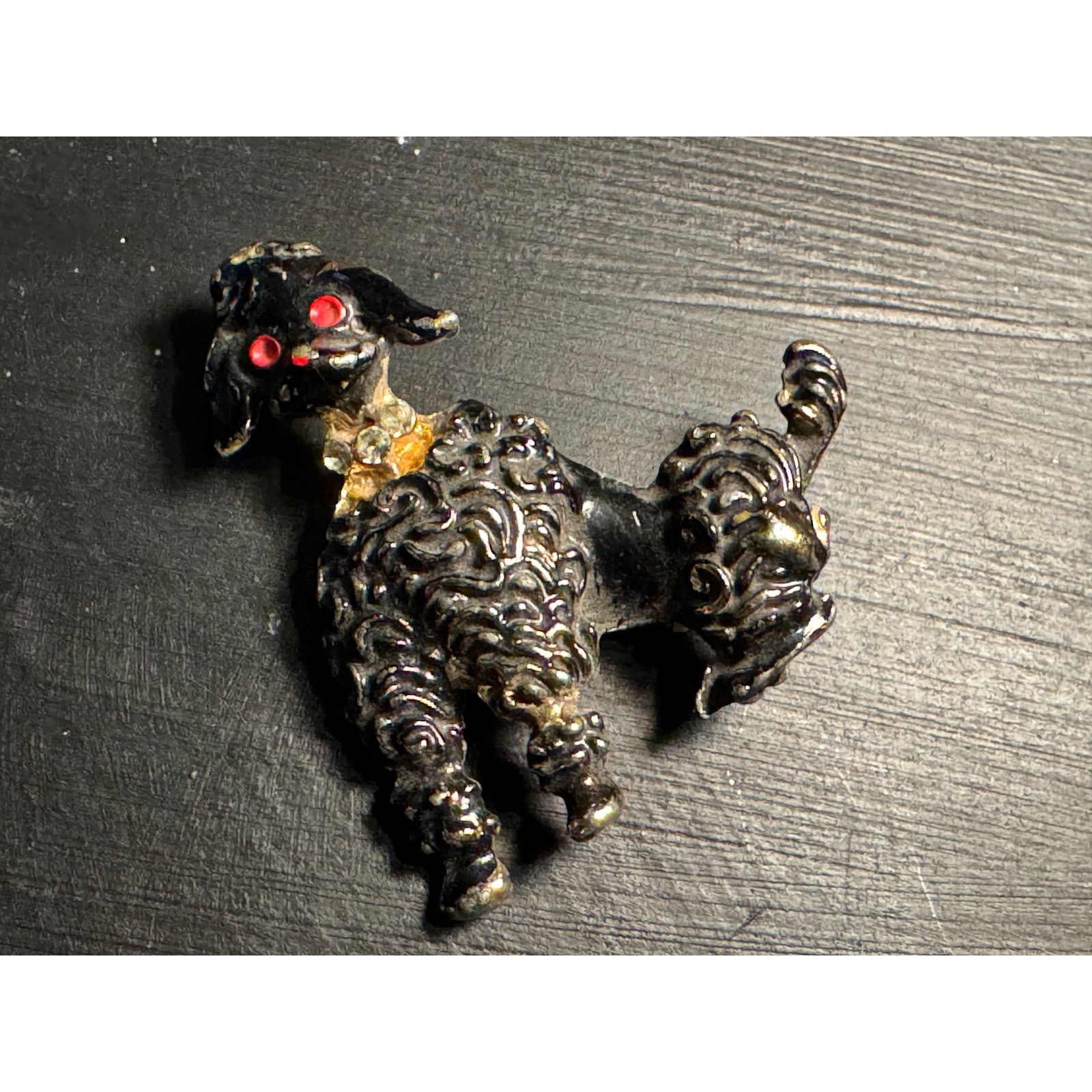 Other Vintage Poodle Brooch w/ Rhinestone Eyes & Collar Size ONE SIZE - 2 Thumbnail