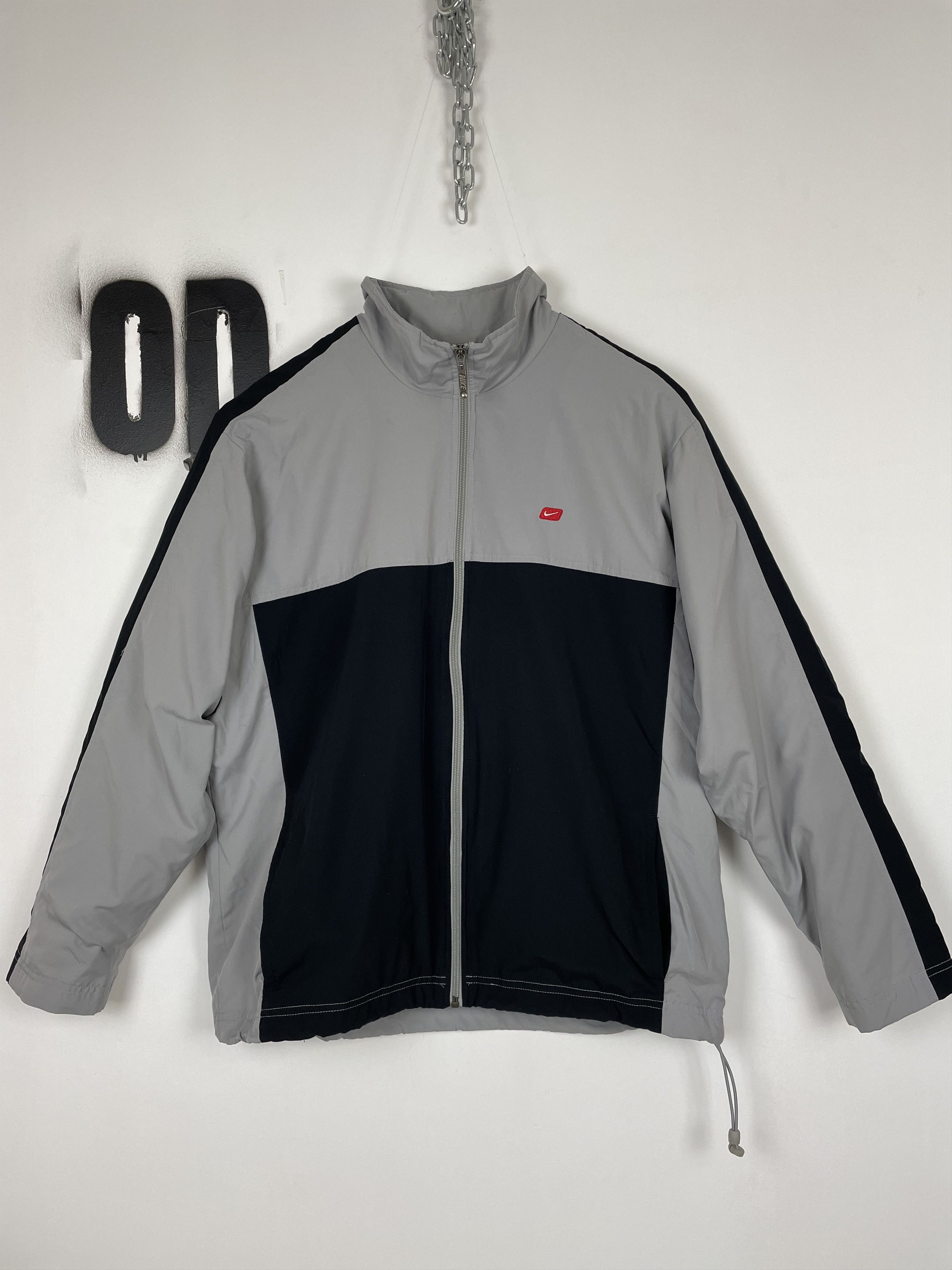 Nike Vintage Nylon Track Jacket Grey/Black Sz L