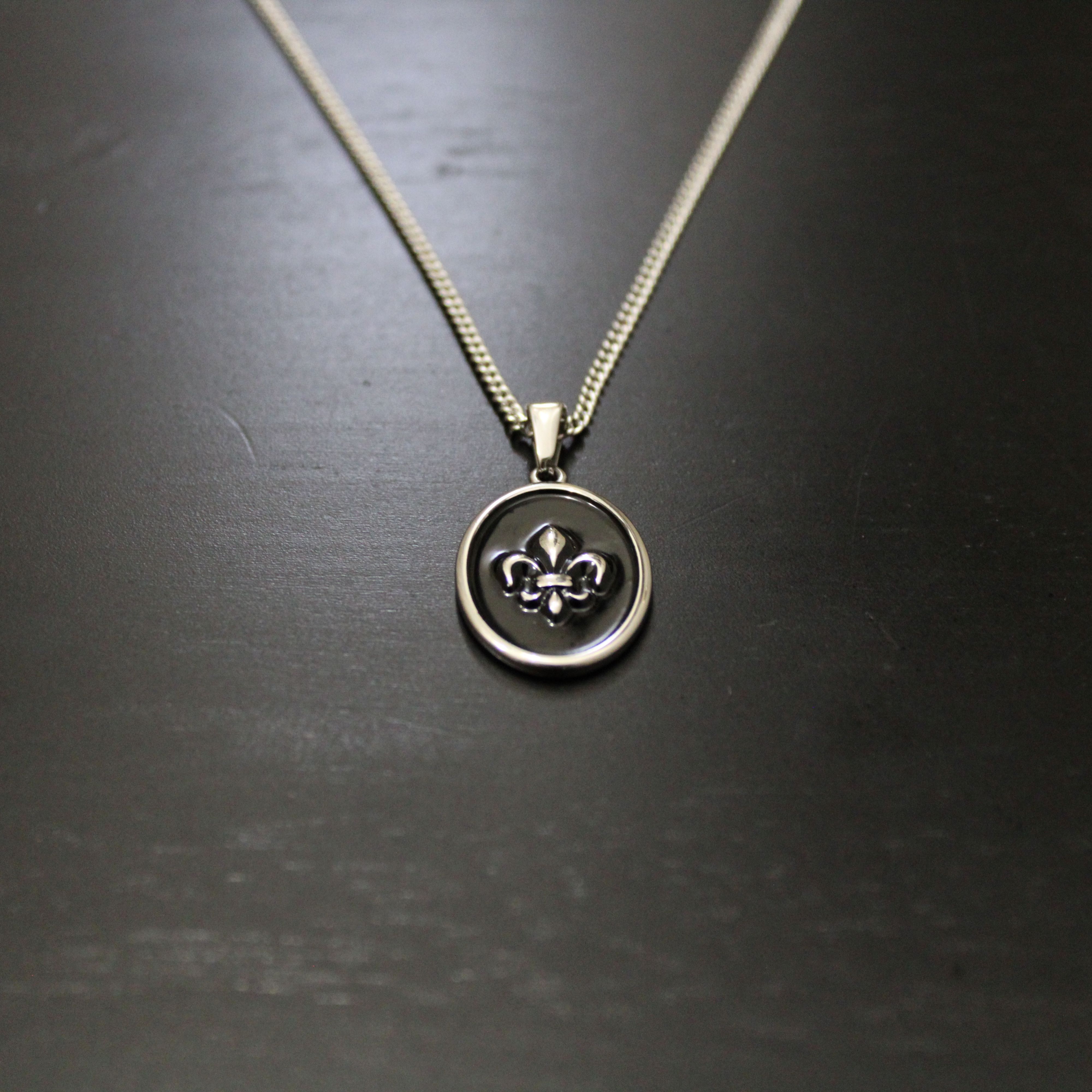 Jewelry Silver Enamel Fleur De Lis Pendant Chain Necklace Size ONE SIZE - 5 Thumbnail
