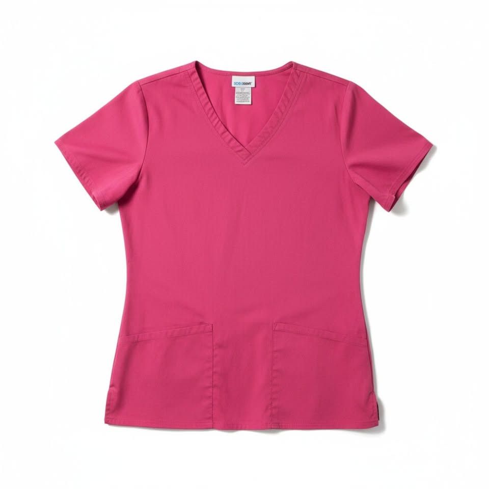 Other Scrub Star Large Pink and Black Scrub Top -- ITEM #3379 Size L / US 10 / IT 46 - 2 Thumbnail