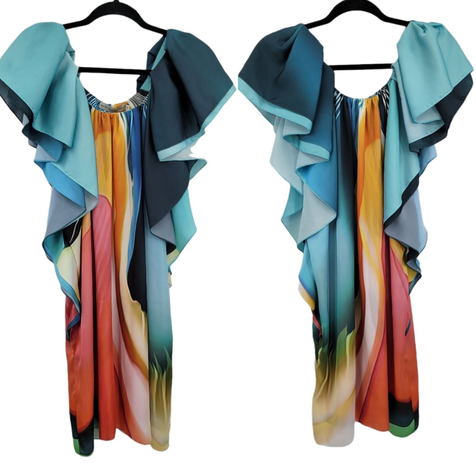 Mary Katrantzou Designer Artsy Rainbow Mini Dress Sz 10 Whimsical Fairy Flut Size L / US 10 / IT 46 - 10 Thumbnail