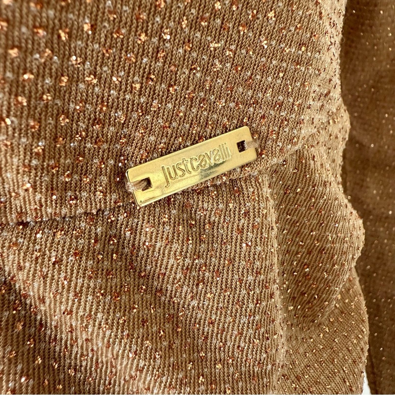 Just Cavalli NWT! Just Cavalli Women Gold Metallic Dress, Size 44 (8US) Size M / US 6-8 / IT 42-44 - 6 Thumbnail