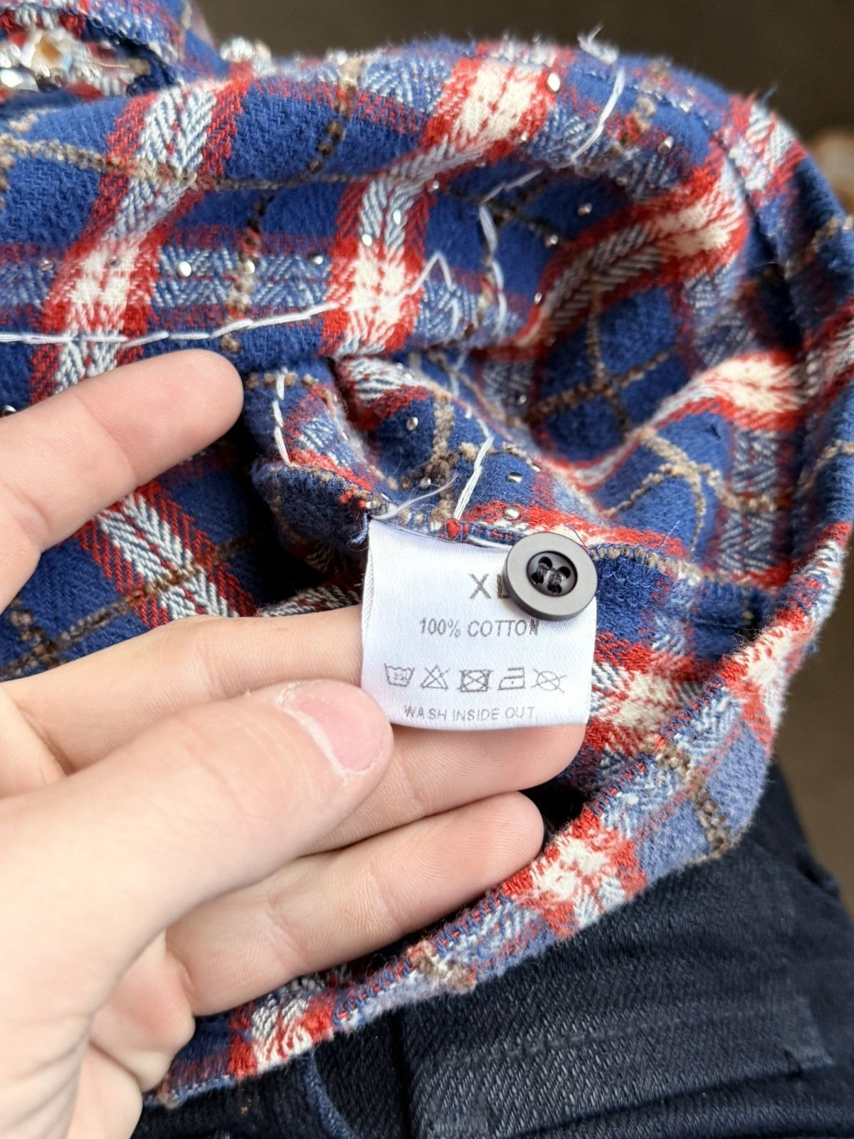 Vale Vale Plaid Spider Web Studded Flannel Size US XL / EU 56 / 4 - 4 Thumbnail