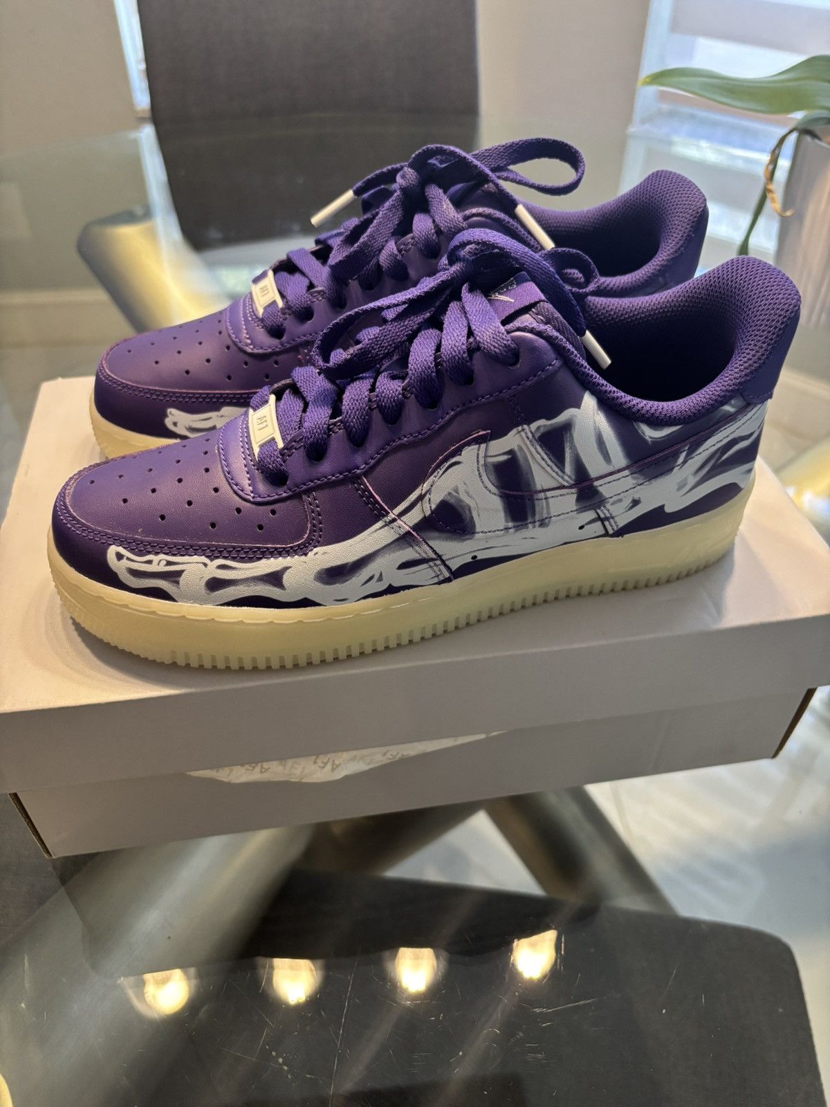 Nike Nike Air Force 1 Low '07 QS Purple Skeleton Halloween (2021) Size US 6.5 / EU 39-40 - 2 Thumbnail