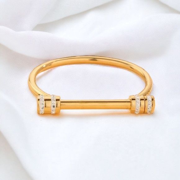 Other Women Stainless Steel Rhinestone Bangle Bracelet Size ONE SIZE - 4 Thumbnail