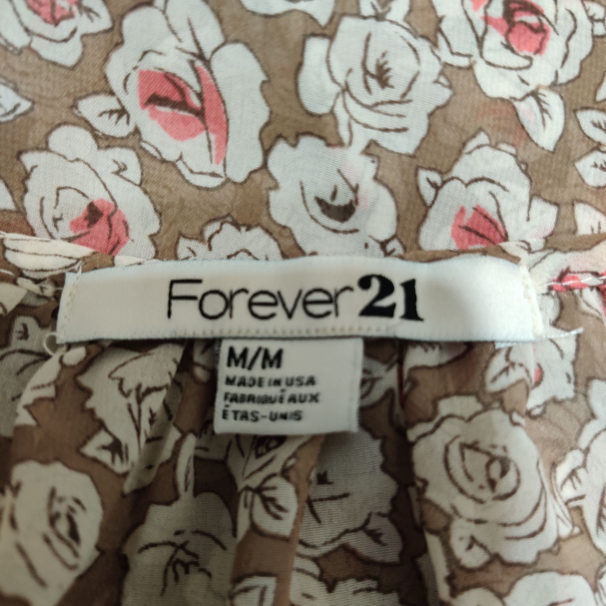 Forever 21 Forever 21 Womens Blouse Floral Print Sheer Cottage White Pi Size M / US 6-8 / IT 42-44 - 5 Thumbnail