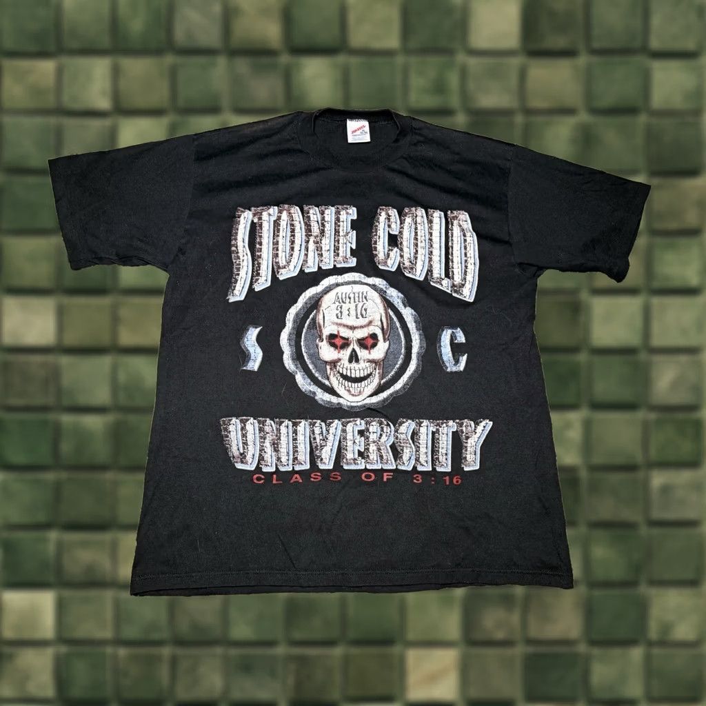 Vintage VINTAGE 1998 WWF Stone Cold Steve Austin University T-Shirt XL Men Black T-Shirt Shirts 90s WWE Wrestling Shirt Mens XL Size US XL / EU 56 / 4 - 1 Thumbnail