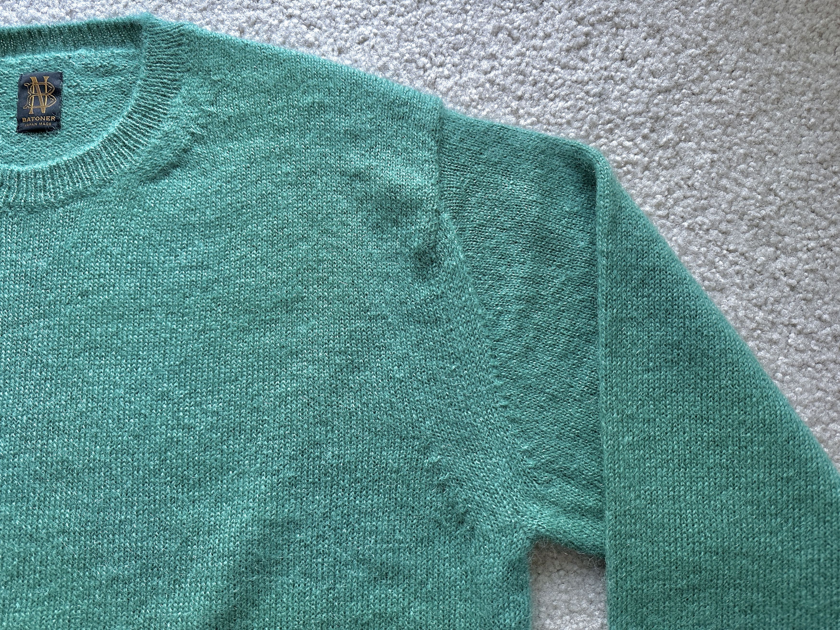 Batoner Batoner Pure 100% Mohair Teal Green Crewneck Wool Sweater Size US L / EU 52-54 / 3 - 4 Thumbnail