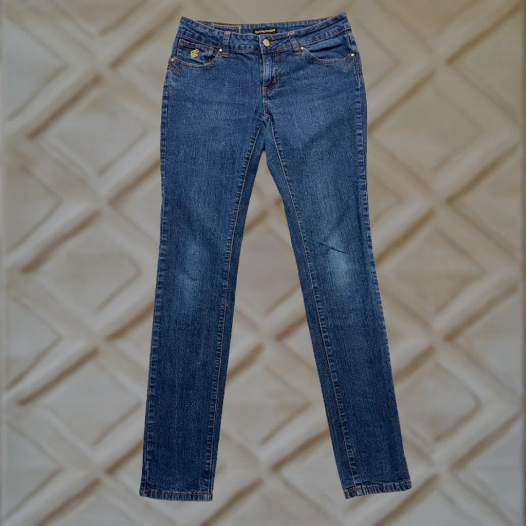 Rocawear VINTAGE Rocawear Jeans Womens Low Rise Embellished Embroidered Pockets Skinny Size 7 Blue 5-Pocket Denim Cotton Spandex Slim 32in Inseam Size 28" / US 6 / IT 42 - 1 Thumbnail