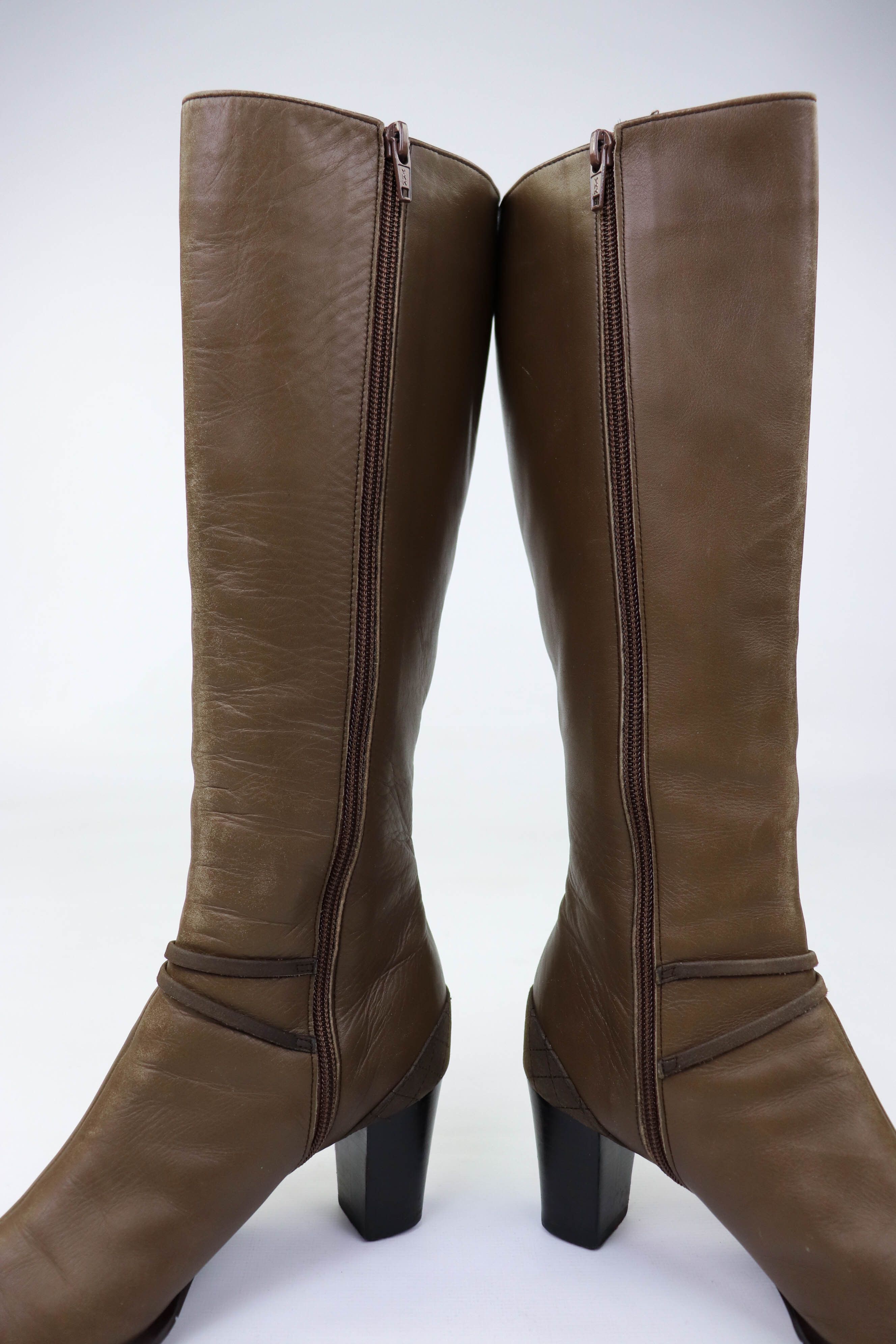 Japanese Brand Vintage iCB Made in Japan Tan Leather Pointed Toe Boots Size US 5 / IT 35 - 12 Thumbnail