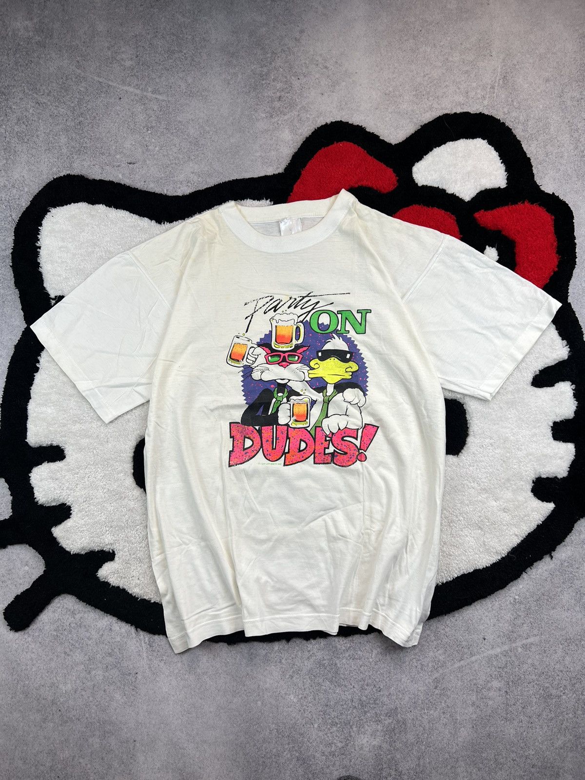Vintage Vintage 1990 Party On Dude Beer Faded Humor Y2K Tee Shirt Size US L / EU 52-54 / 3 - 1 Thumbnail
