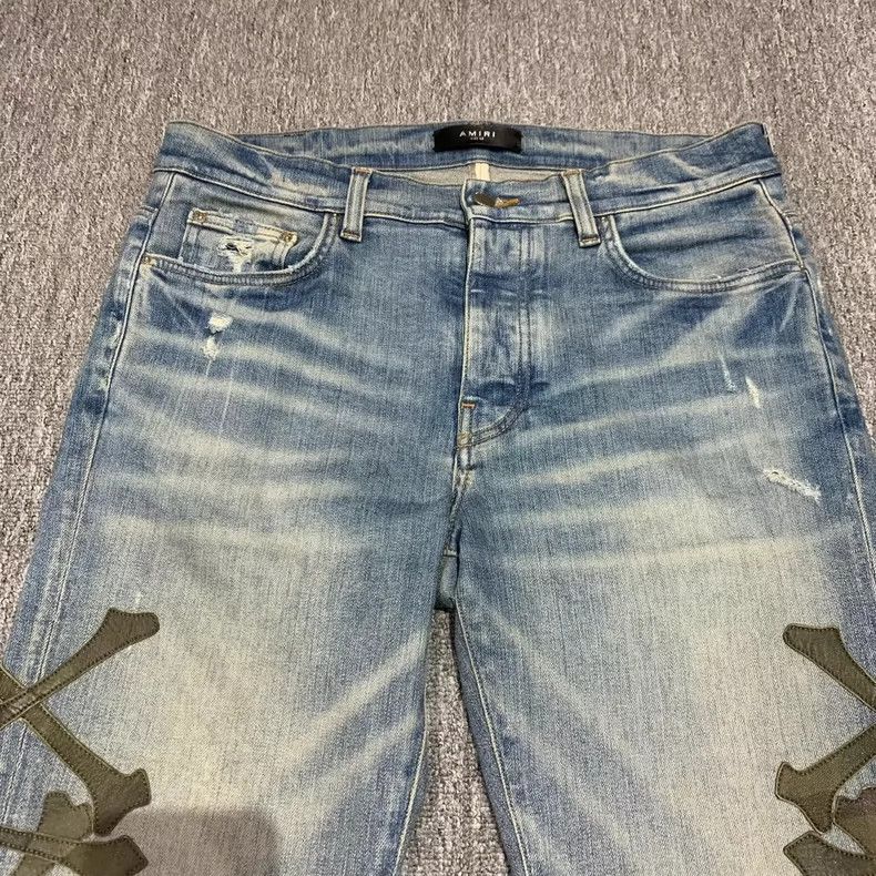 Amiri Amiri Blue bone leather jeans 2501-Nextarrow Size US 33 - 4 Thumbnail