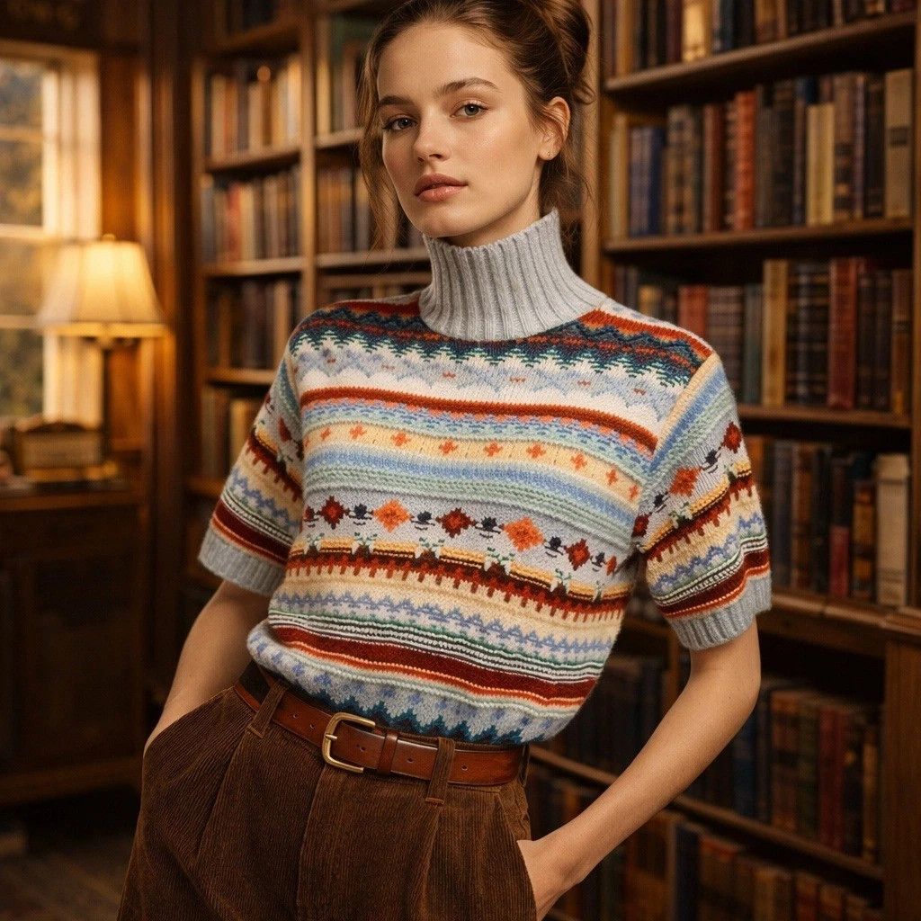 Vintage VTG 90s Harolds Fair Isle Cotton Short Sleeve Sweater Small Size S / US 4 / IT 40 - 1 Thumbnail