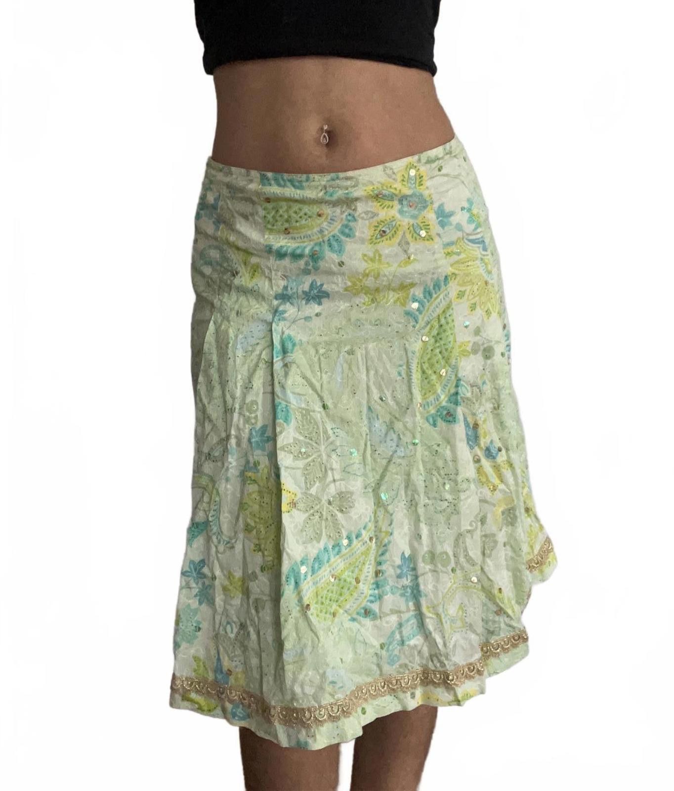 Express Women’s green cotton colorful skirt Size 26" / US 2 / IT 38 - 1 Thumbnail