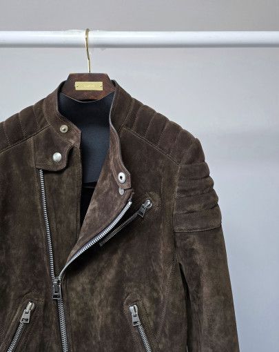 Tom Ford o1sm1stk0824 Suede Biker Jacket in Brown Size US M / EU 48-50 / 2 - 2 Thumbnail
