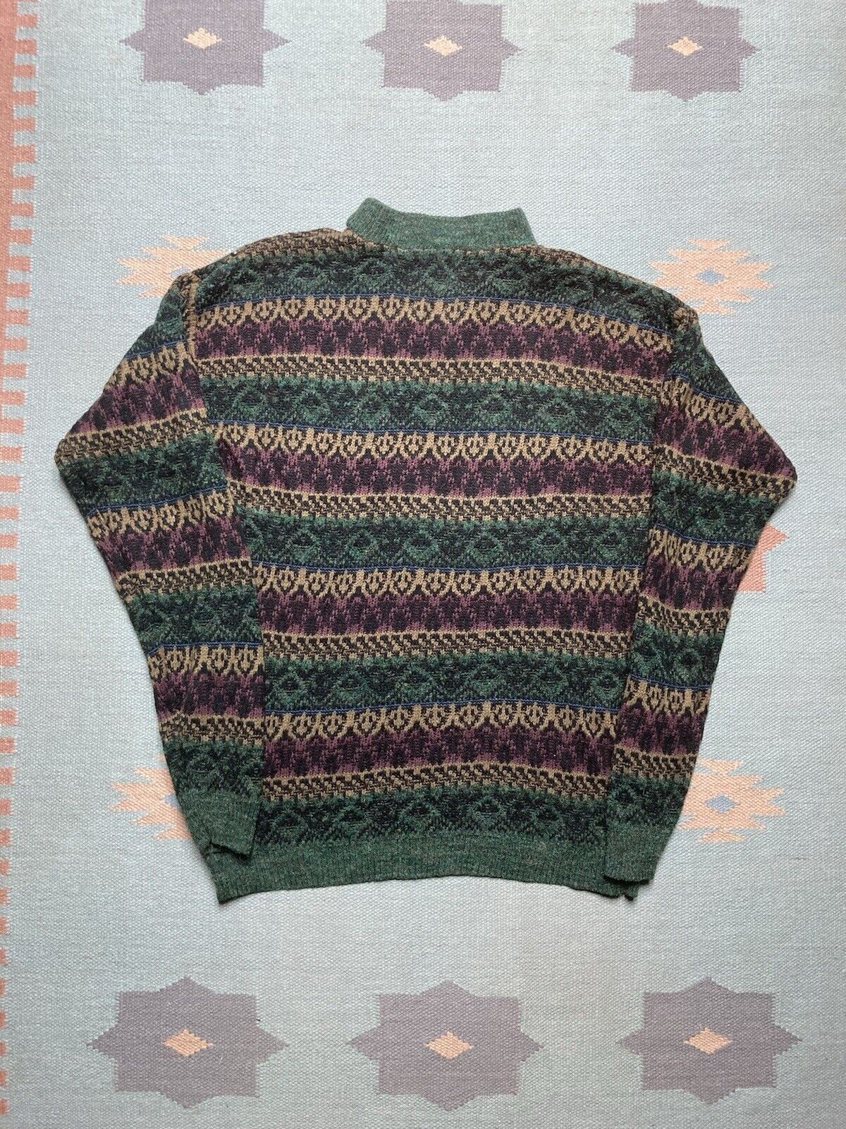 Vintage VTG acrylic knit sweater aztec abstract zeppelin L tall Size US L / EU 52-54 / 3 - 5 Thumbnail