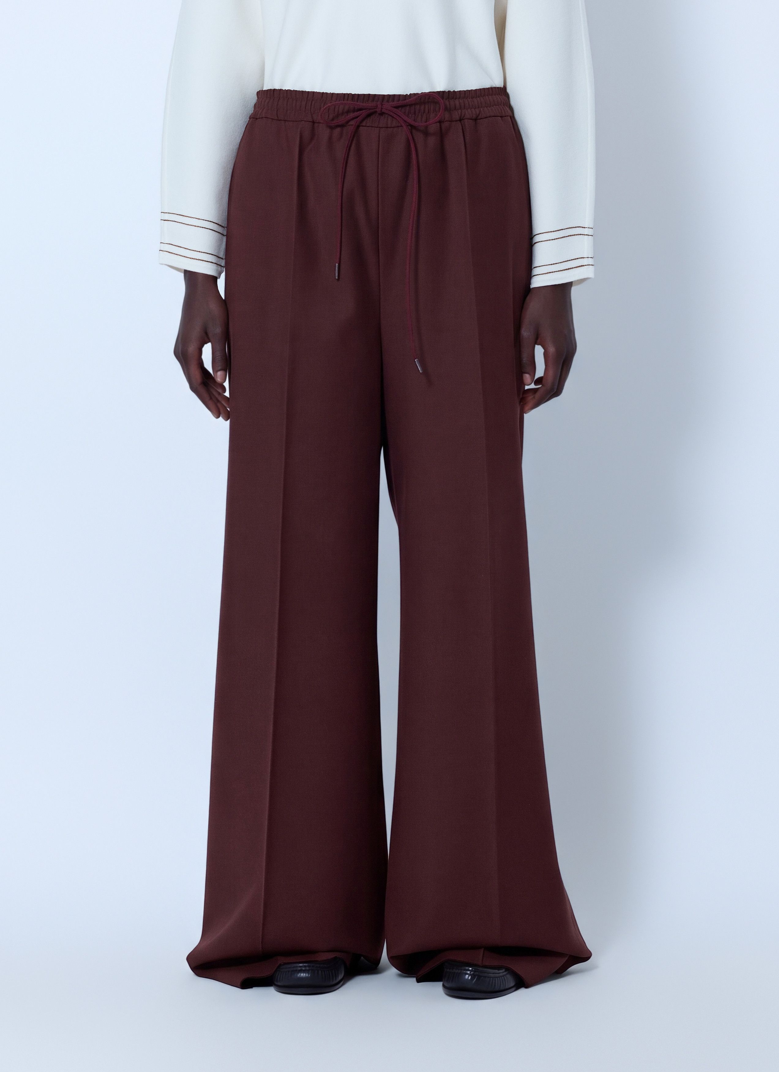 Max Mara Wide-Leg Drawstring Trousers (It 38) in Red, Women's (Size 26)