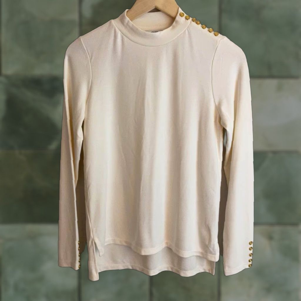 Vintage Crown & Ivy Casual Blouse Beige Long Sleeve Crew Neck XS Womens Size XS / US 0-2 / IT 36-38 - 1 Thumbnail