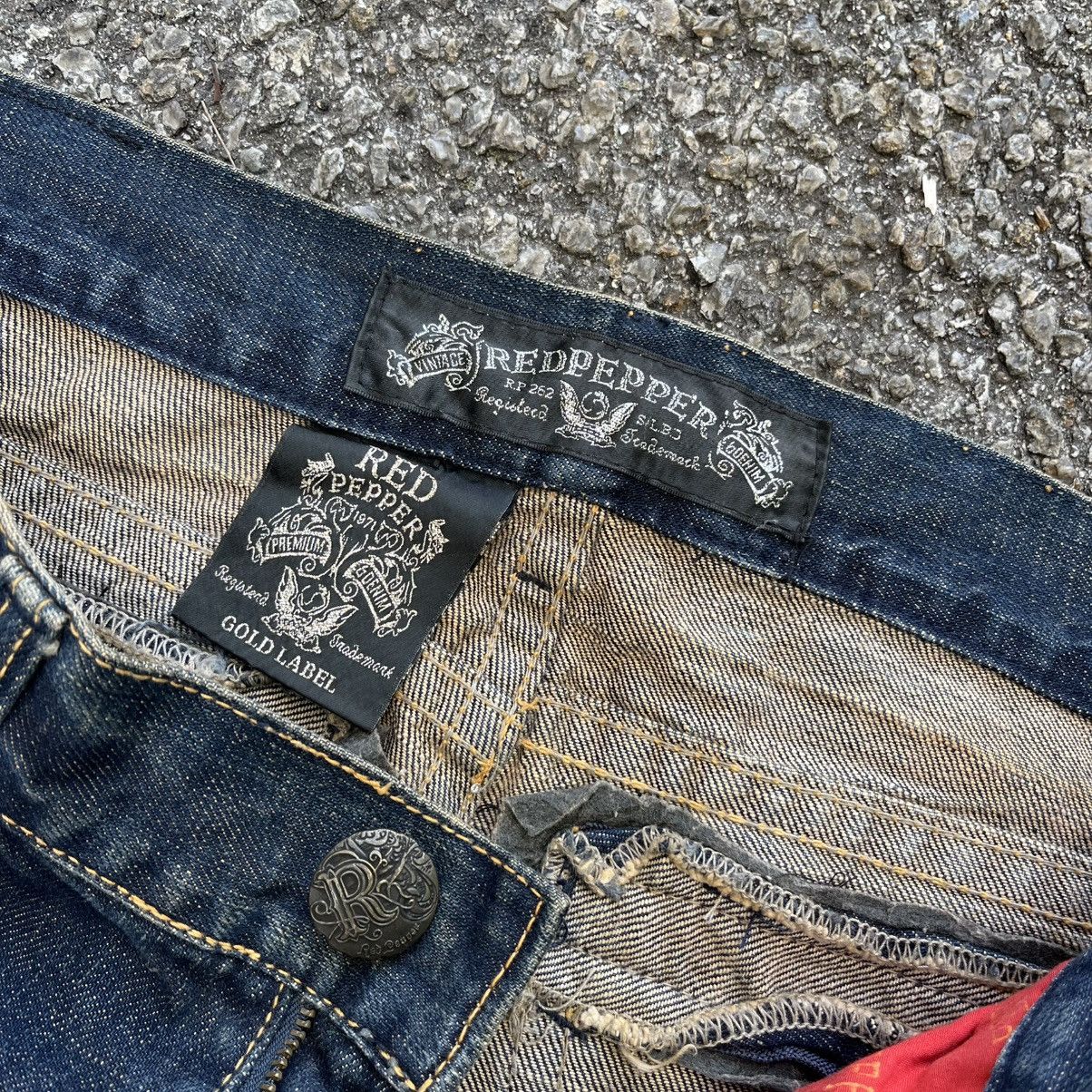 Hysteric Glamour Red Pepper Jeans Gold Label Denim Man’s Clawmark Faded Blue Size US 33 - 11 Thumbnail