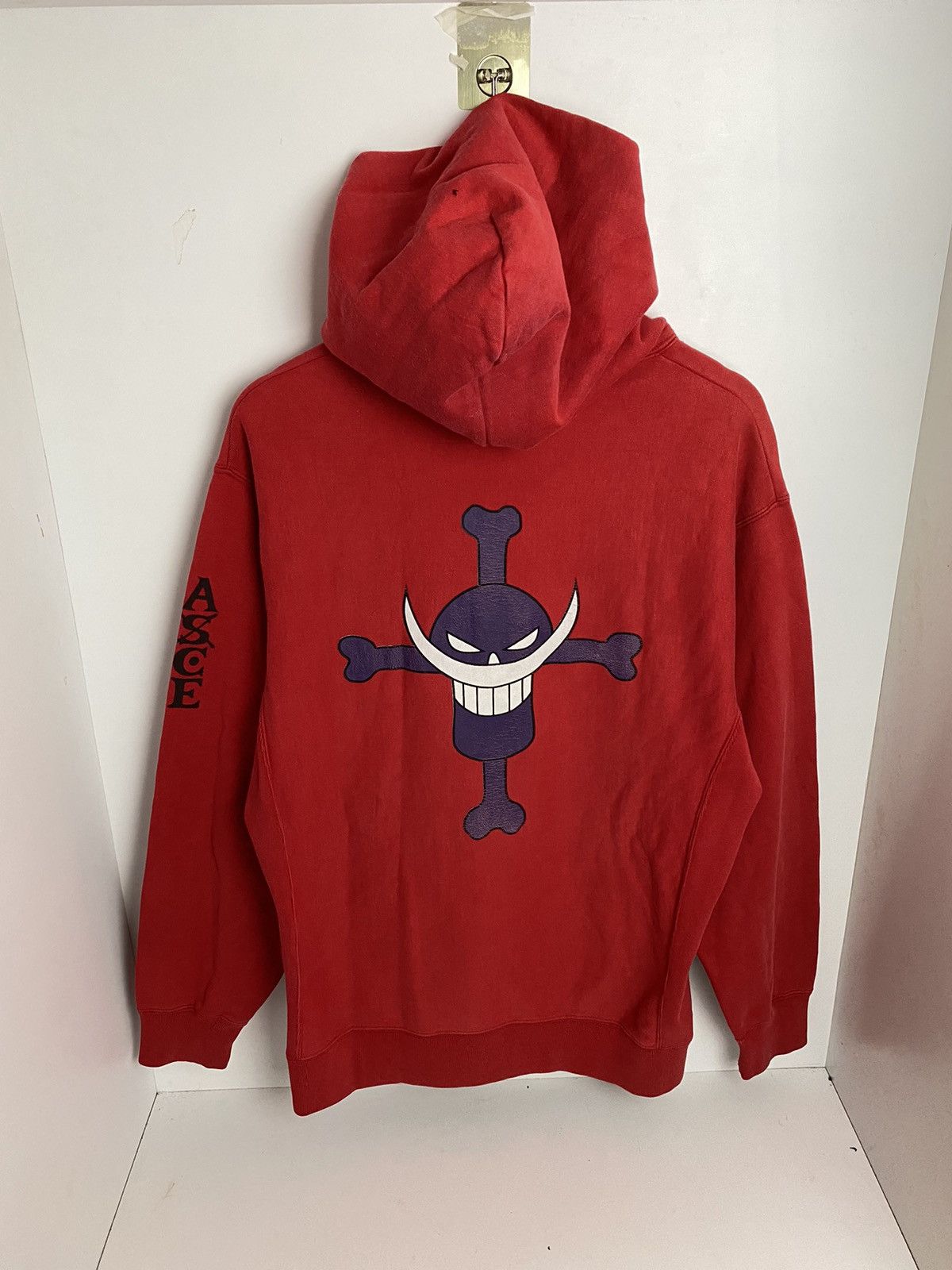 image of Anima x Cartoon Network Vintage Cospa One Piece"ace"hoodies in Red, Men's (Size Large)