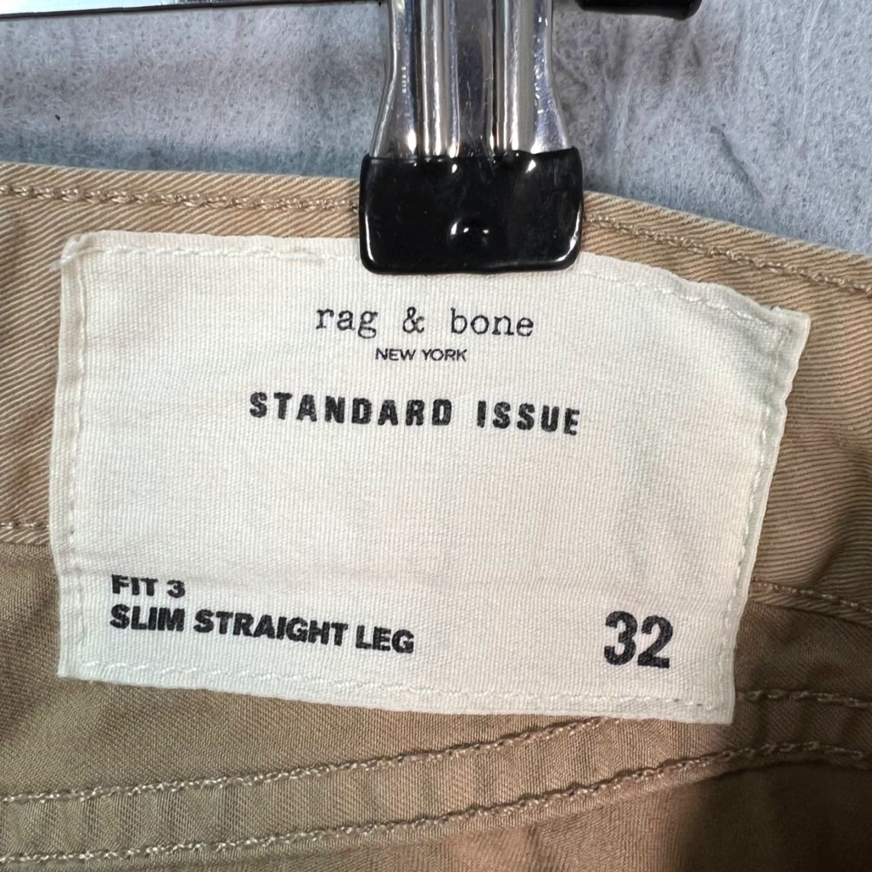 Rag & Bone rag & bone Mens Slim Straight Leg Khaki Pants 32 Beige Cotton 100% Clothes Adult Mens N/A Size US 32 / EU 48 - 3 Thumbnail