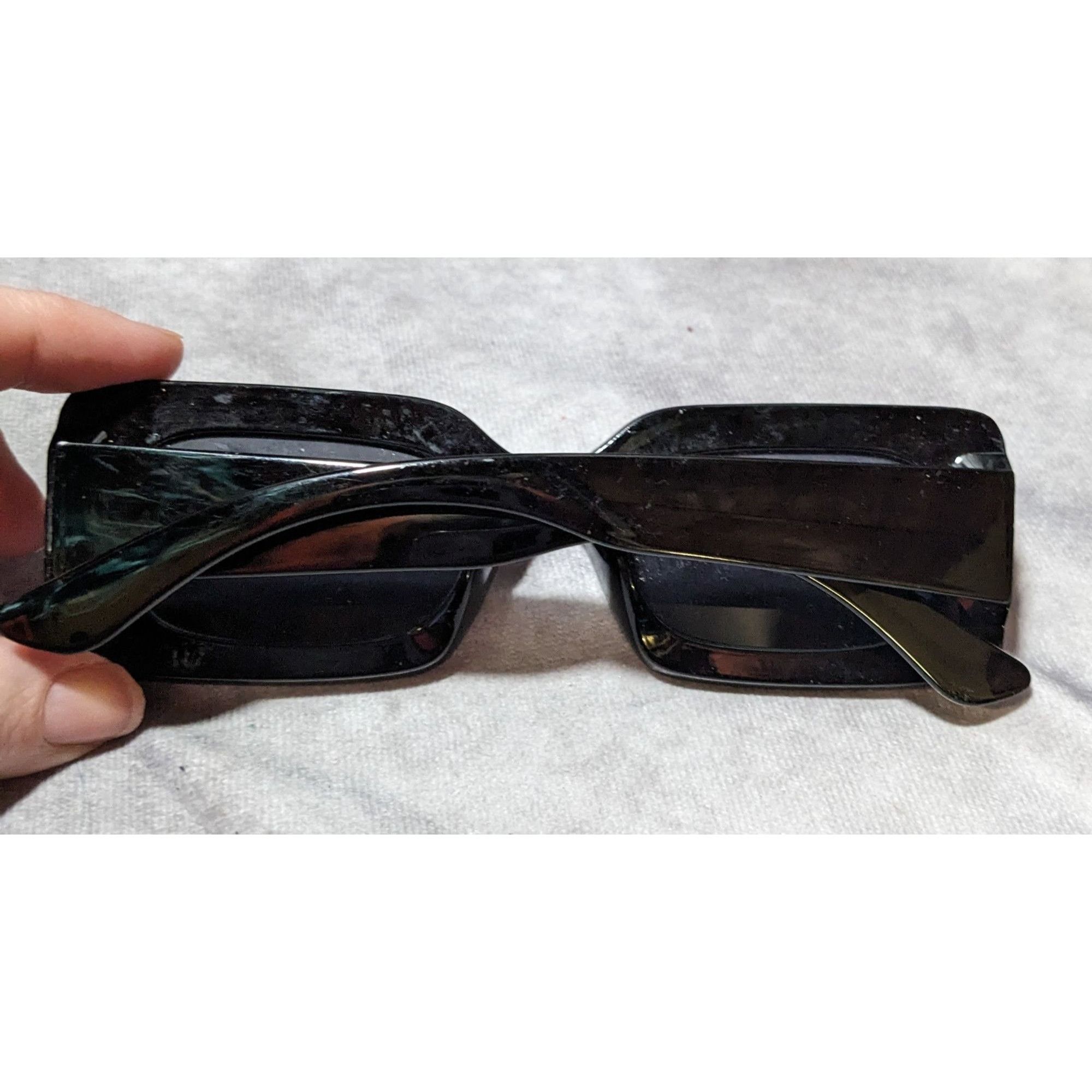 Free People Free People Retro Mod Black Rectangular Sunglasses Size ONE SIZE - 7 Thumbnail