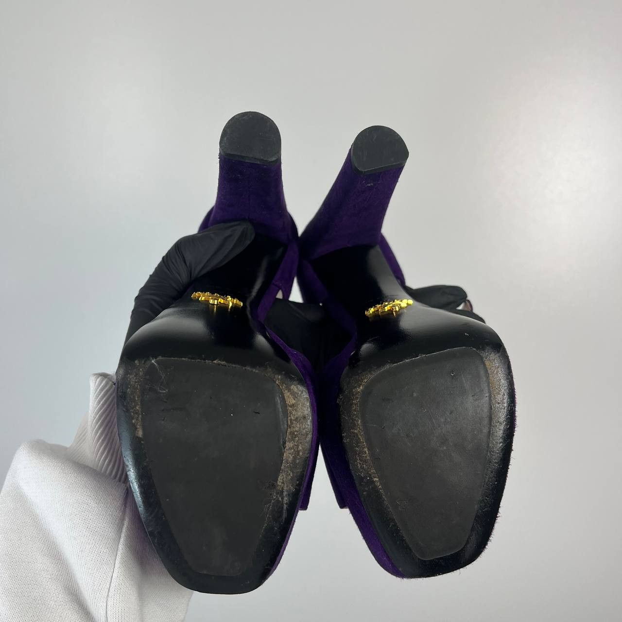 Prada Prada Purple Suede Platform High Heel Sandals Size 37.5 Size US 7.5 / IT 37.5 - 11 Thumbnail
