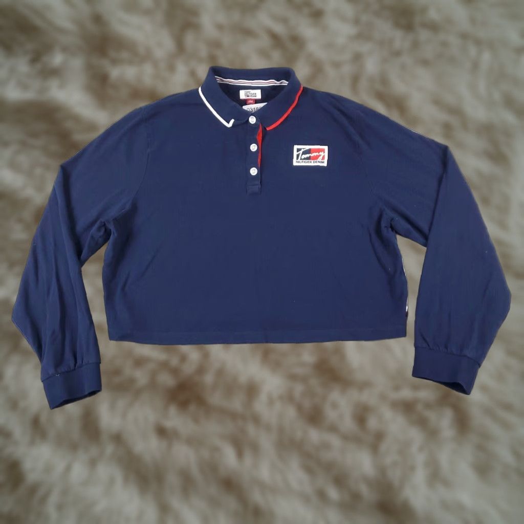 Tommy Hilfiger Tommy Hilfiger Polo Womens XL Extra Large Blue Crop Top Long Sleeve Size XL / US 12-14 / IT 48-50 - 1 Thumbnail