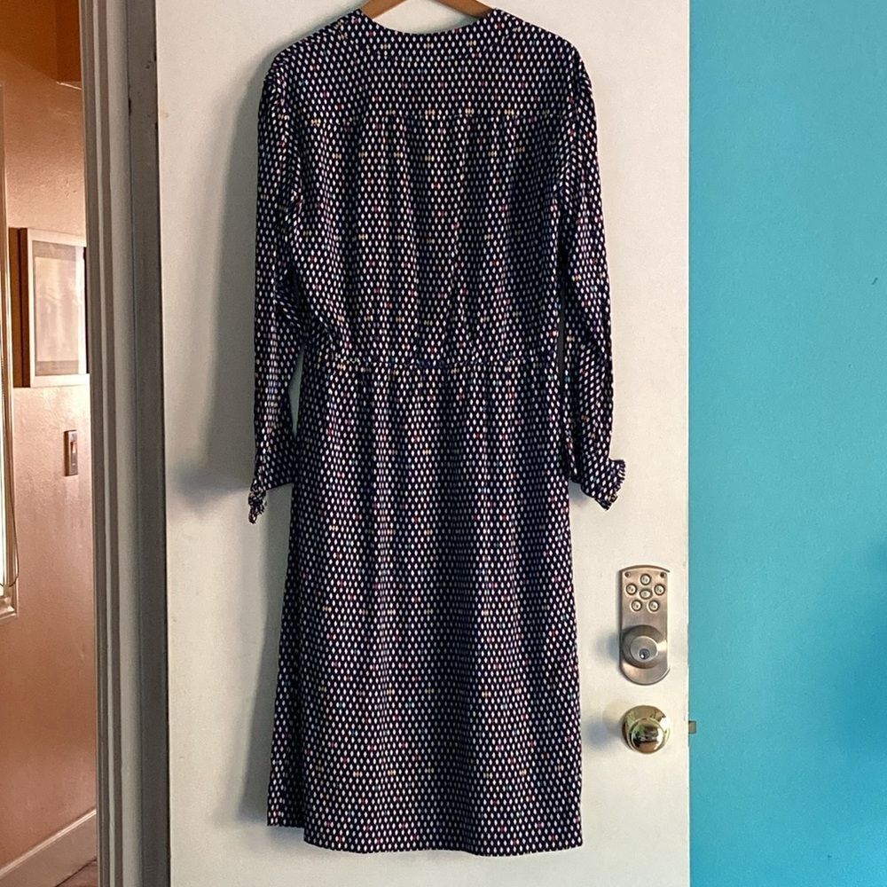 Nina Ricci Nina Ricci Vintage 1980's Silk Midi Dress Navy Diamond Patte Size L / US 10 / IT 46 - 5 Thumbnail