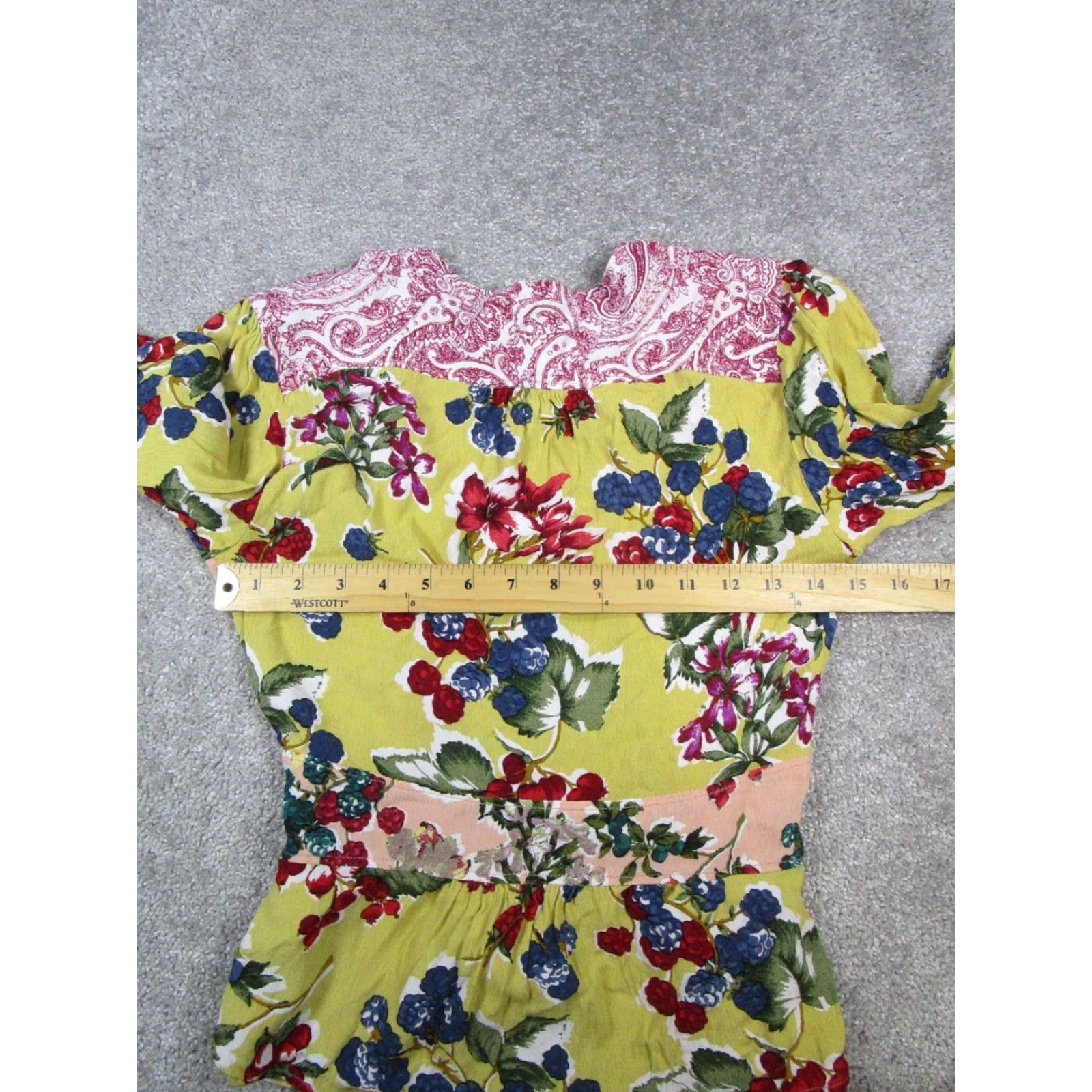 Vintage Meadow Rue Blouse Womens 4 V-Neck Long Sleeve Floral Tie Yellow Pink Blouse Womens Size S / US 4 / IT 40 - 5 Thumbnail