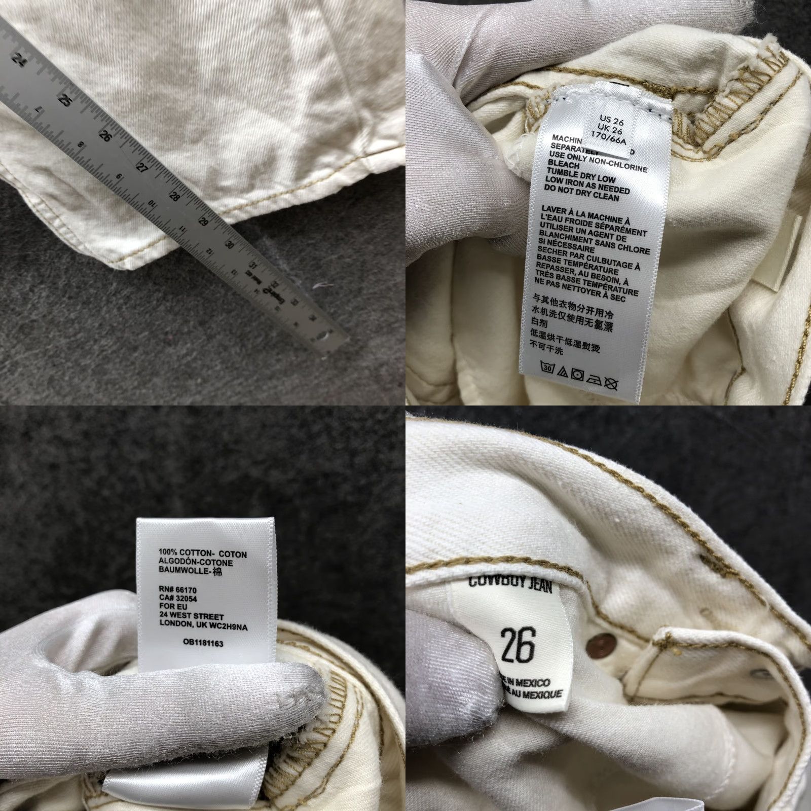 Urban Outfitters BDG Urban Outfitters Cowboy Jean 26 White Ivory High Rise Relaxed Womens Size 29" - 8 Thumbnail