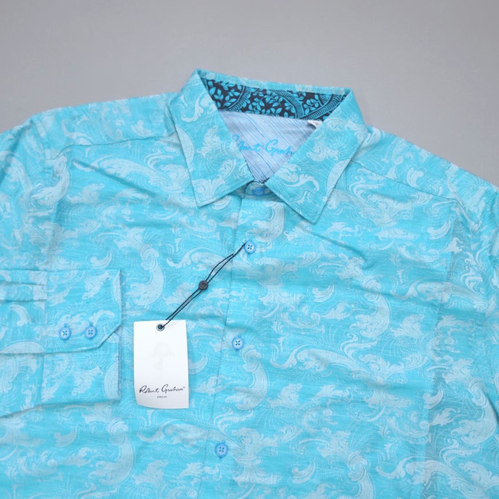 Robert Graham Robert Graham Poseidon Linen Blend Button Up Shirt Paisley Turquoise 2XL Mens Shirt Size US XXL / EU 58 / 5 - 2 Thumbnail