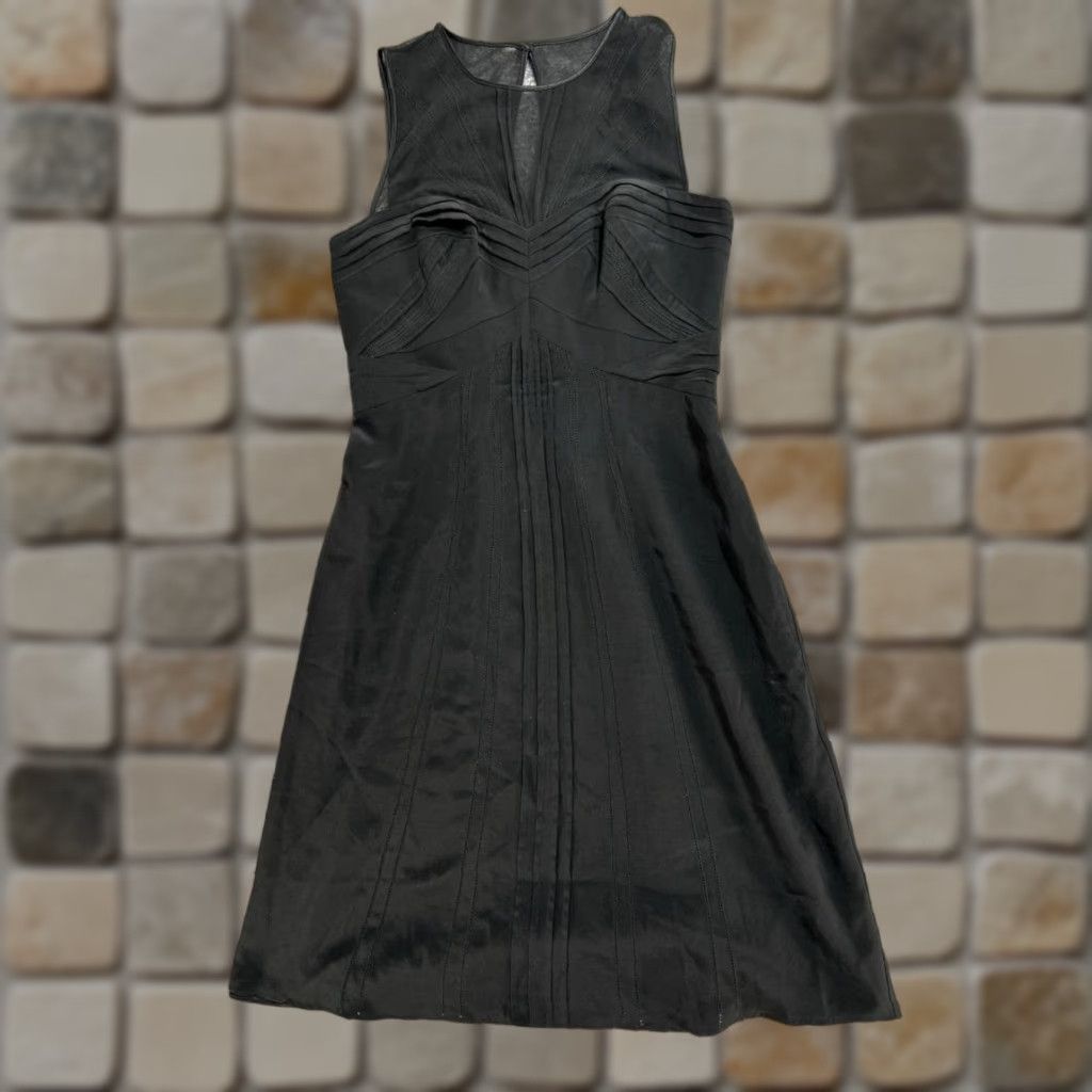 Karen Millen Karen Millen Dress 6 Black Silk Pleated Keyhole Back Cocktail Fit & Flare Knee-Length Sleeveless Round Neck Classic Modern Womens Size M / US 6-8 / IT 42-44 - 1 Thumbnail