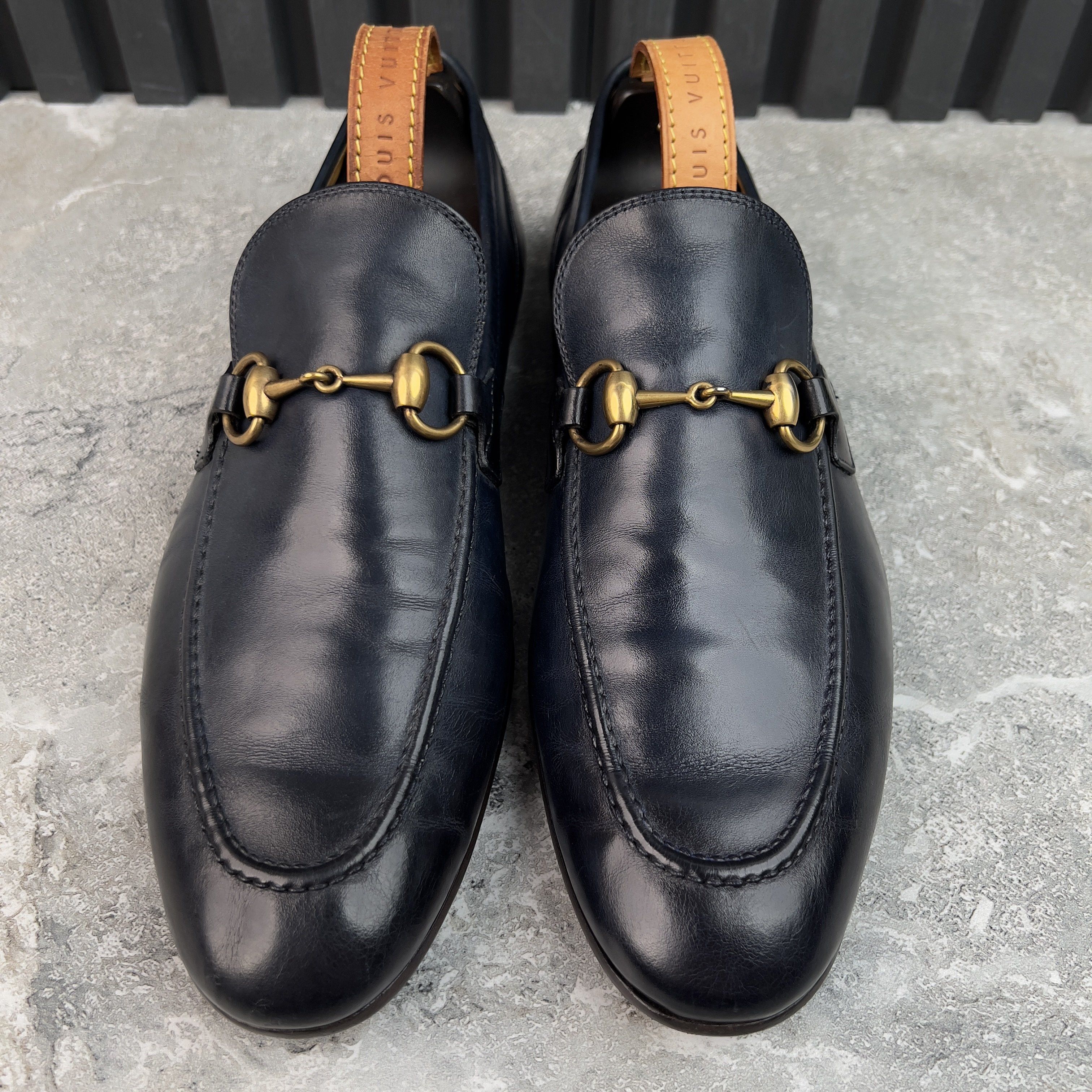 Gucci Jordaan Horsebit Loafers Blue Patina Leather Size US 8 / EU 41 - 2 Thumbnail