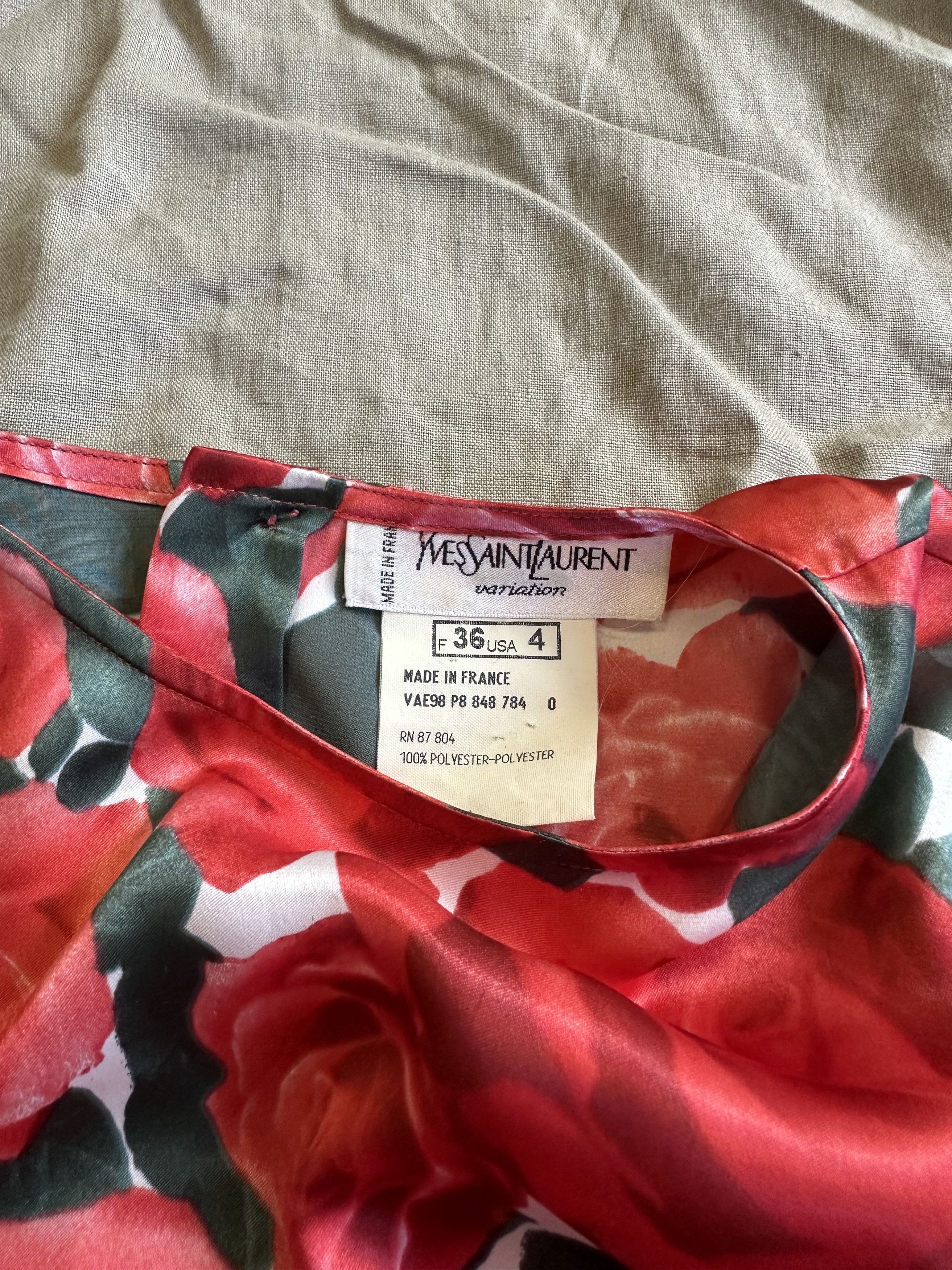 Yves Saint Laurent Yves Saint Laurent Variation Vintage Rose Top Blouse 7021AC Size S / US 4 / IT 40 - 3 Thumbnail