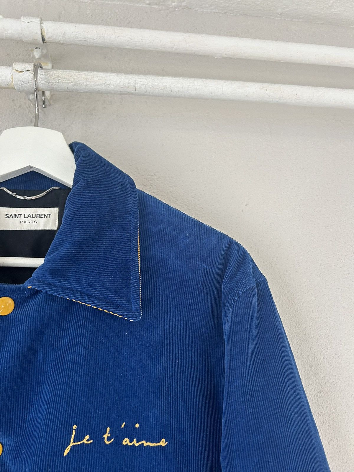 Saint Laurent Paris ‘Je T’Aime’ Blue Corduroy Teddy Jacket Size US M / EU 48-50 / 2 - 8 Thumbnail
