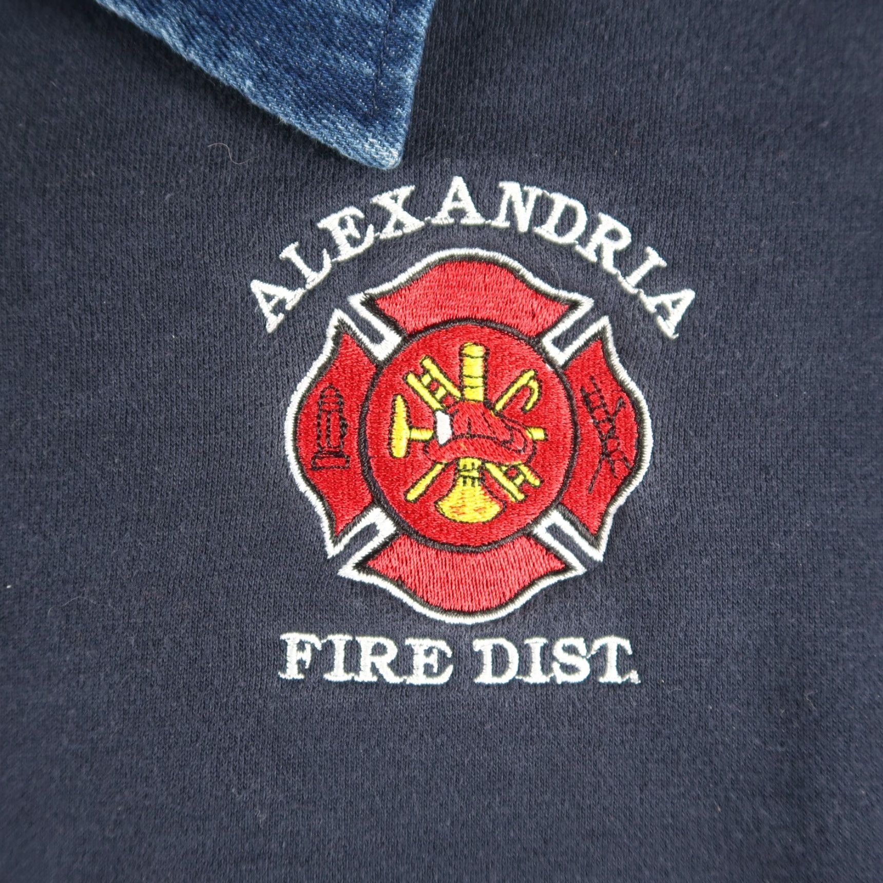 Vintage VINTAGE Hero 247 Alexandria Fire Department Sweatshirt Adult XL Blue Denim Elbow Patch 1/4 Zip Fleece Cotton Blend Logo 90s Fire & Rescue Mens Size US XL / EU 56 / 4 - 4 Thumbnail