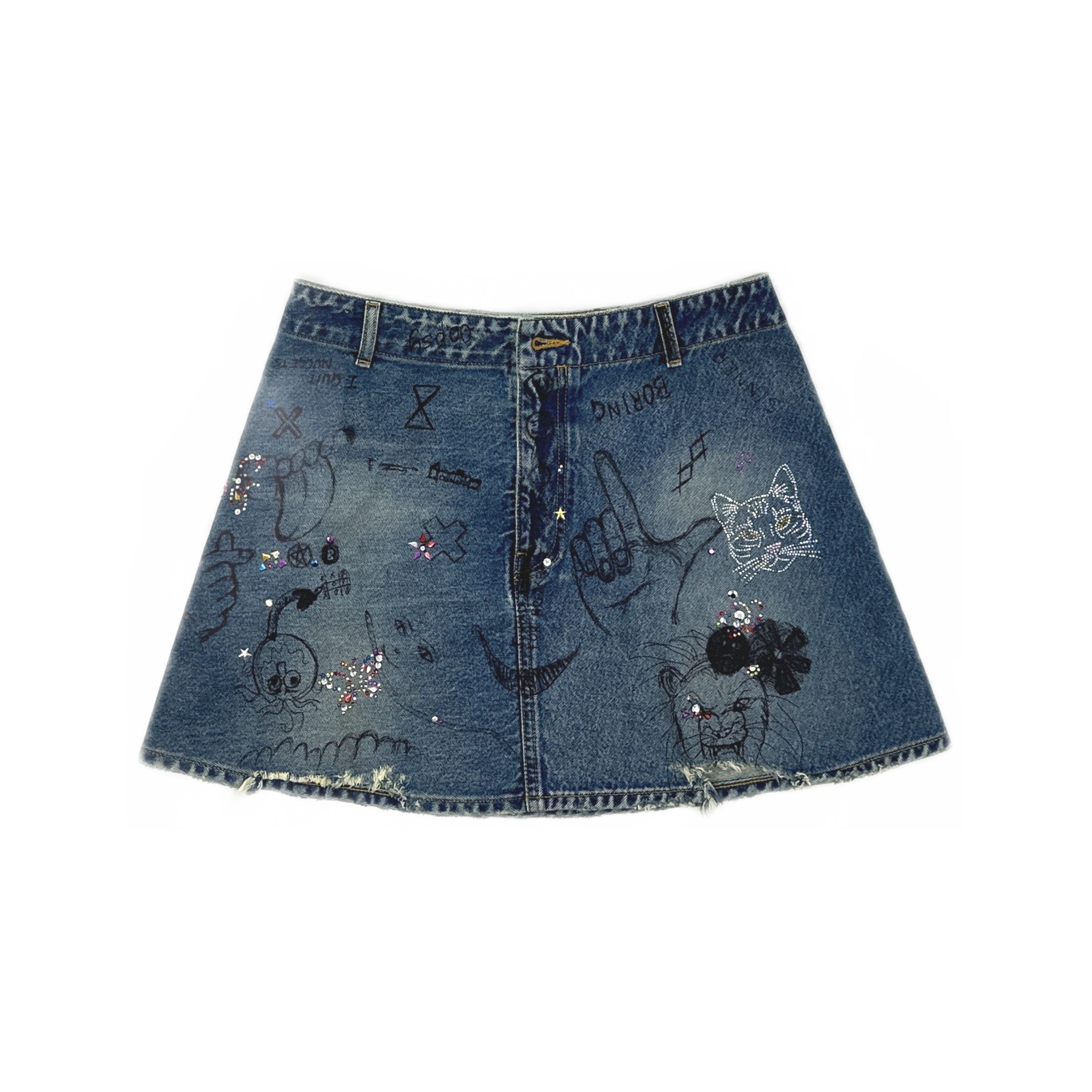 Balenciaga Balenciaga Graffiti Denim Mini Skirt FR 38 Size 27" / US 4 / IT 40 - 1 Thumbnail