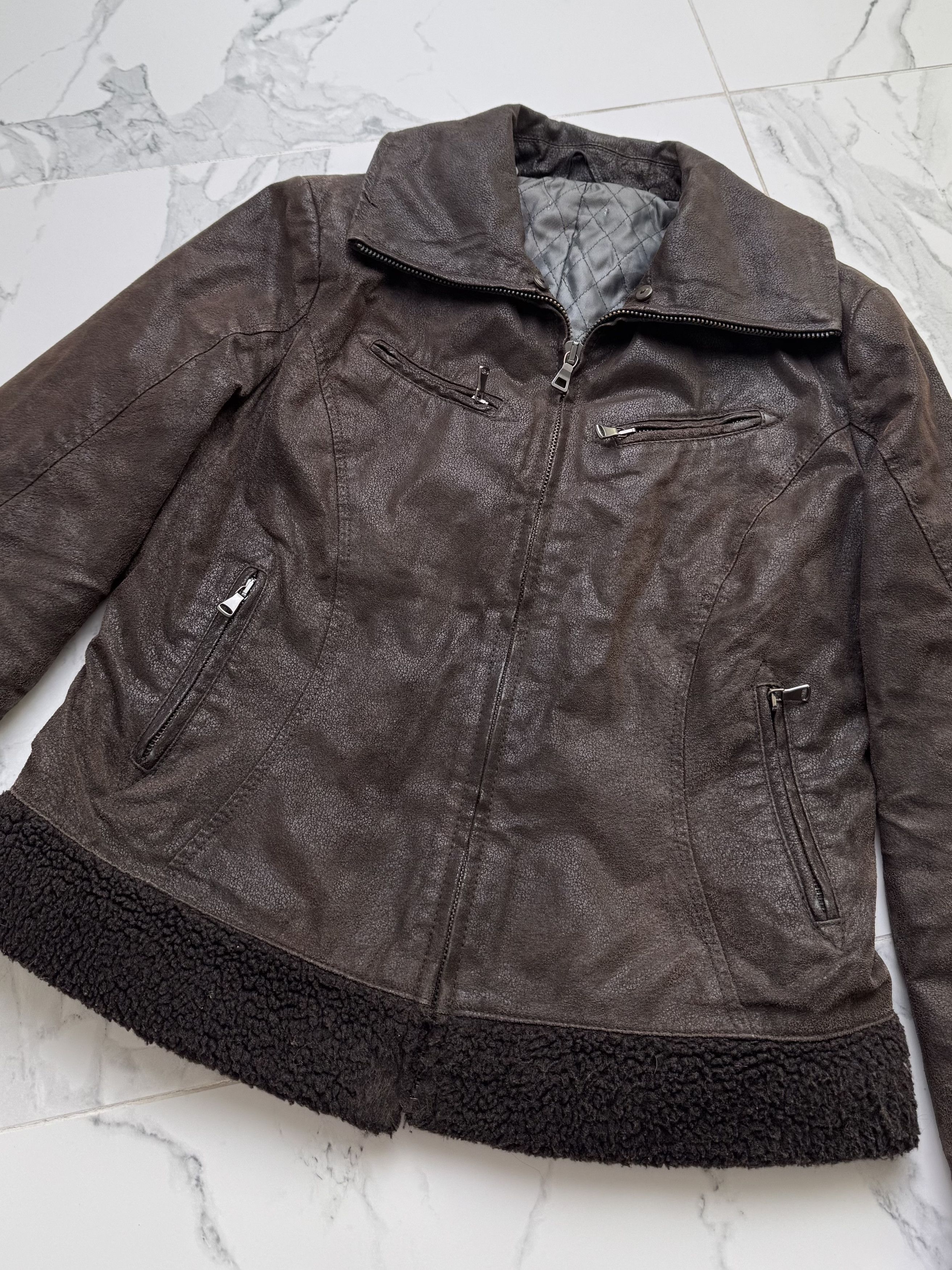 Genuine Leather Vintage Brown Suede Aviator Jacket Women Size L Zip Y2K Size L / US 10 / IT 46 - 5 Thumbnail