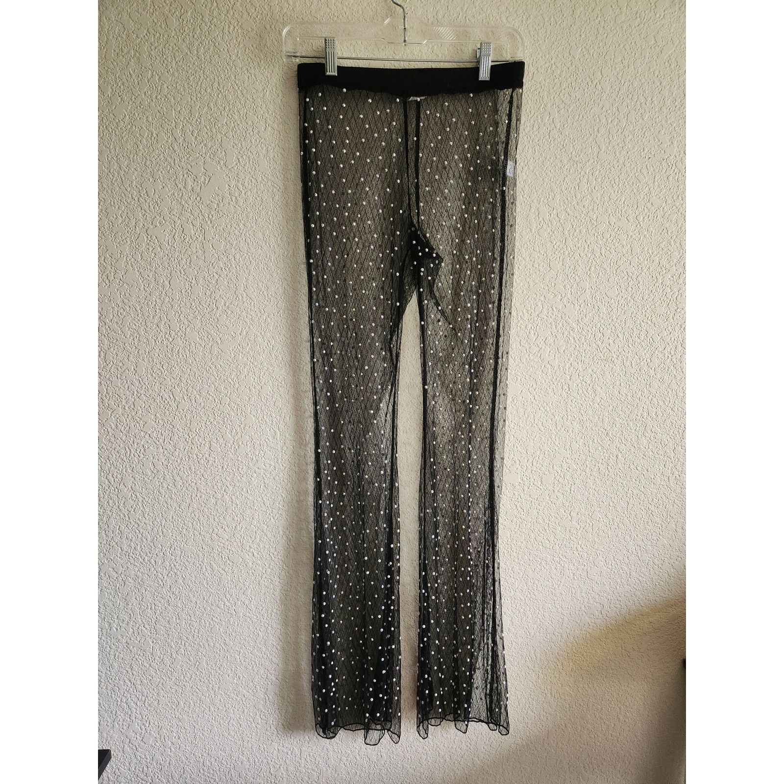 Other Bear Dance Black Sheer Studded Flare Out Leggings S Size 27" / US 4 / IT 40 - 1 Thumbnail