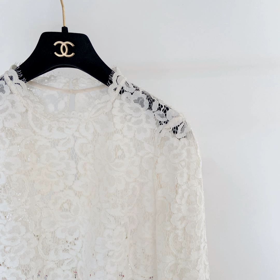 Saint Laurent Paris Saint Laurent White Lace Top F36 Size XS / US 0-2 / IT 36-38 - 3 Thumbnail
