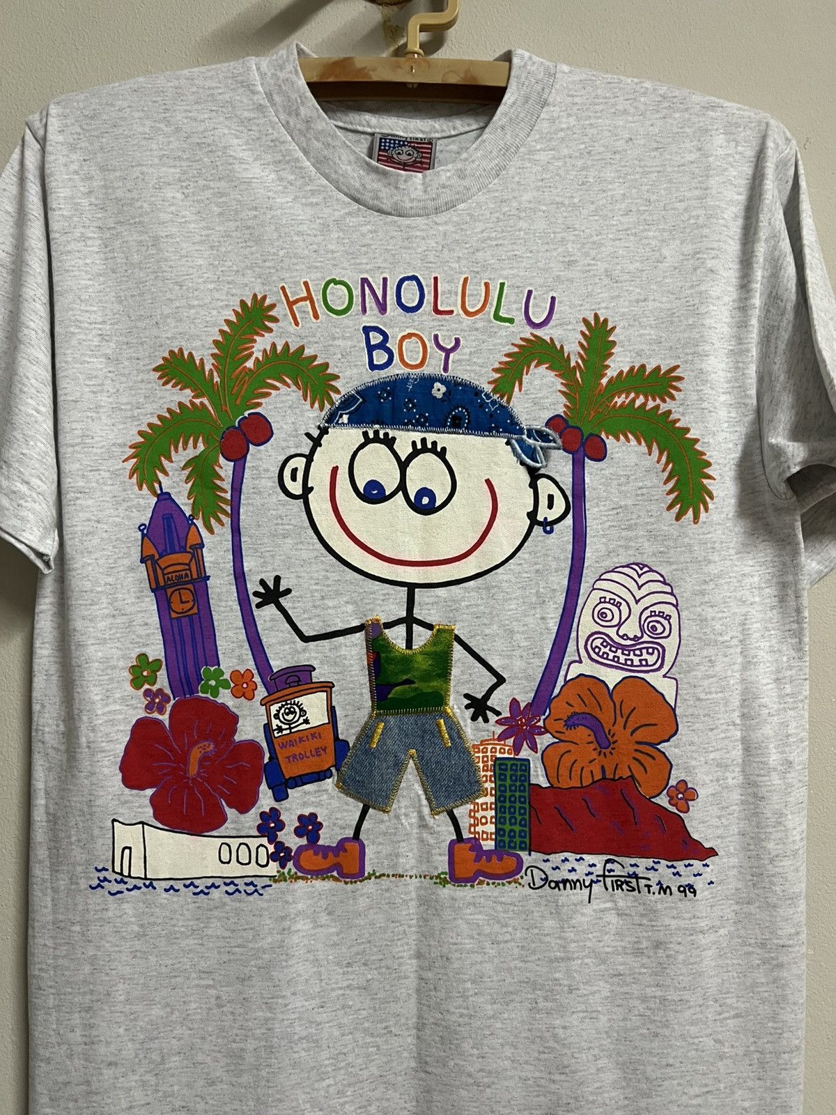 Other Vintage 90s Honolulu Boy Tee USA Applique Graphic ( Size US M / EU 48-50 / 2 - 1 Thumbnail