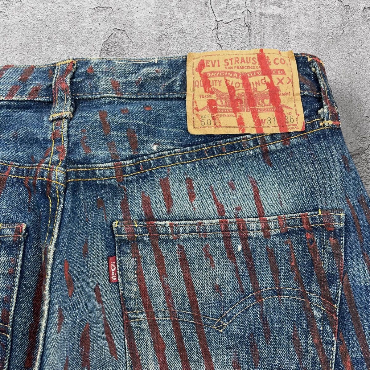 LVC × Levi's Vintage Clothing RARE!! VINTAGE LEVIS 501xx BIG E LVC BOTTOM 555 USA Size US 30 / EU 46 - 3 Thumbnail