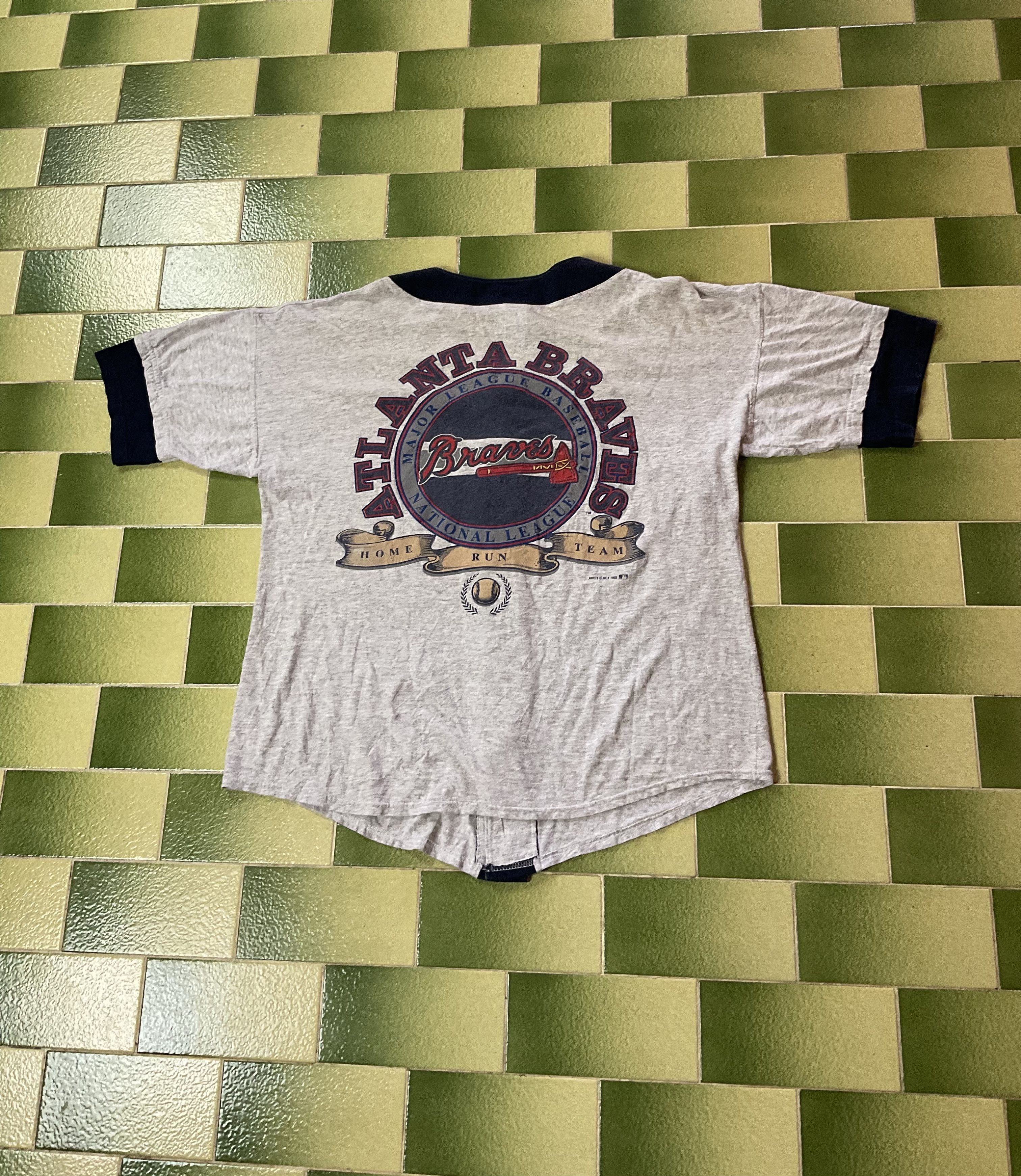MLB Vintage 90s 1993 MLB Atlanta Braves Baseball Jersey Cotton Size US L / EU 52-54 / 3 - 1 Thumbnail