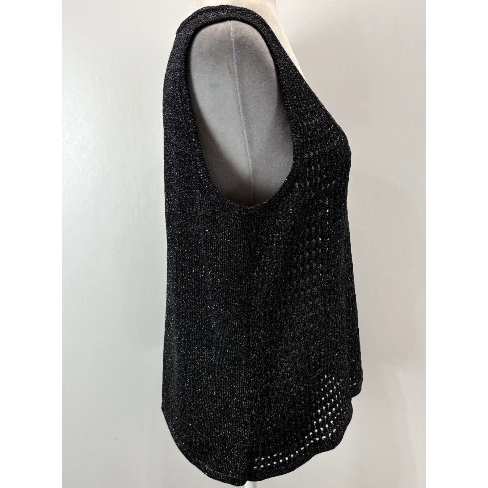 Vintage St. John Sport Metallic Sleeveless Sweater Adult Large Black/Silver Wool Blend Size L / US 10 / IT 46 - 4 Thumbnail